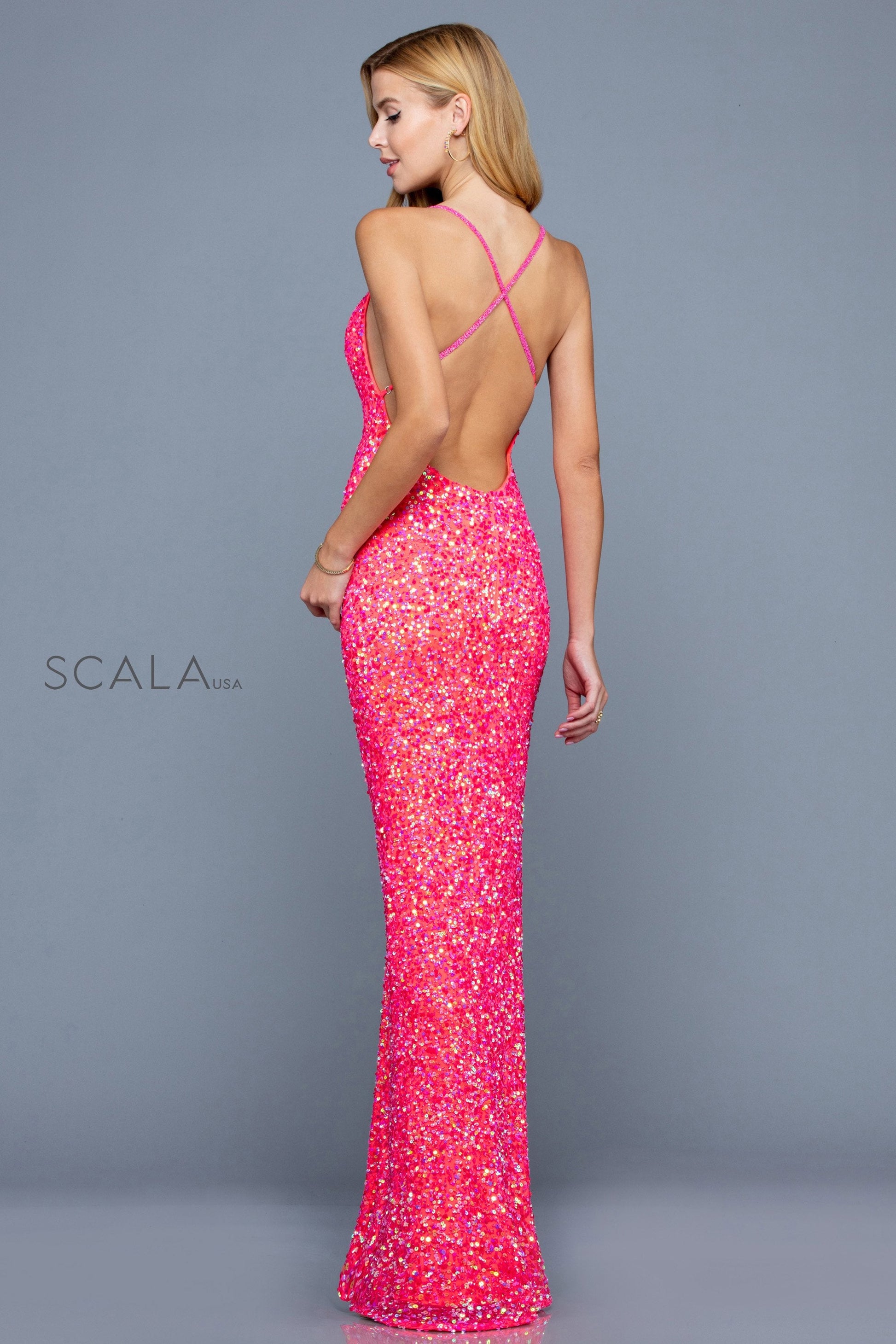 Scala 48949 Fitted Long Prom Formal Slit Dress