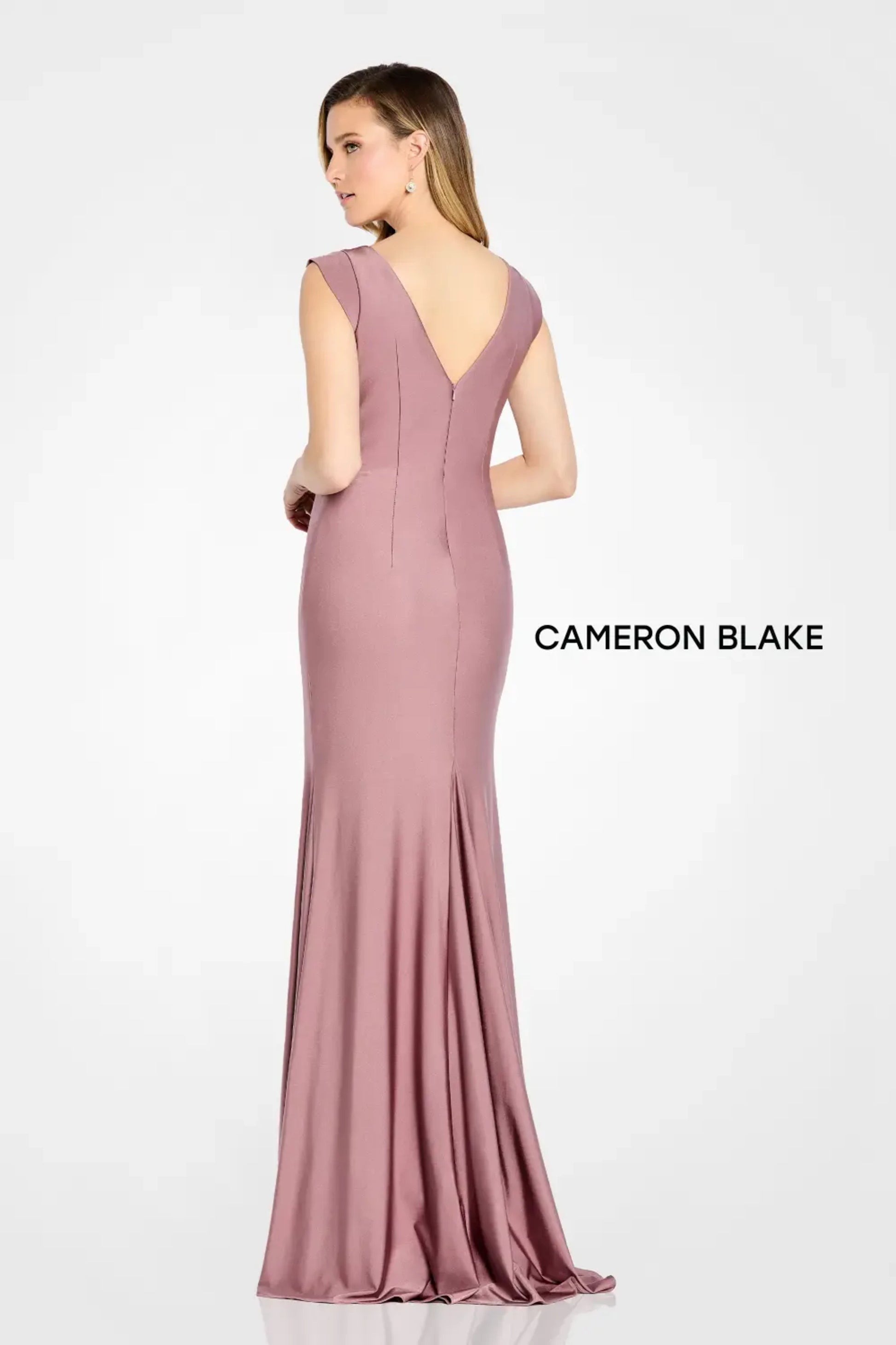 Cameron Blake CB116 Long Formal Beaded Slit Evening Dress