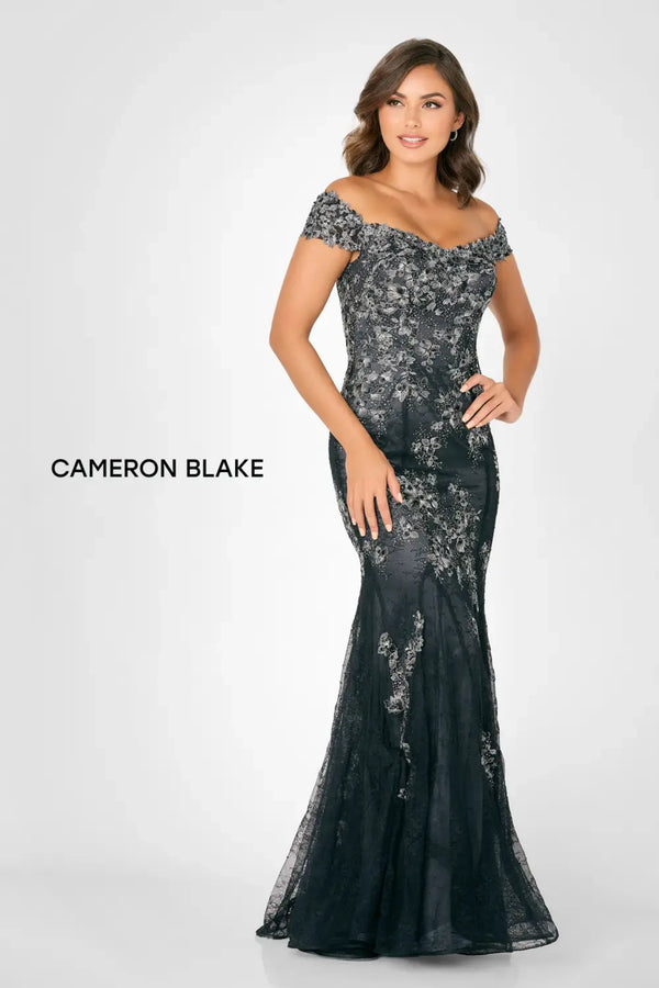 Cameron Blake CB792 Floral Long Lace Formal Mermaid Evening Dress