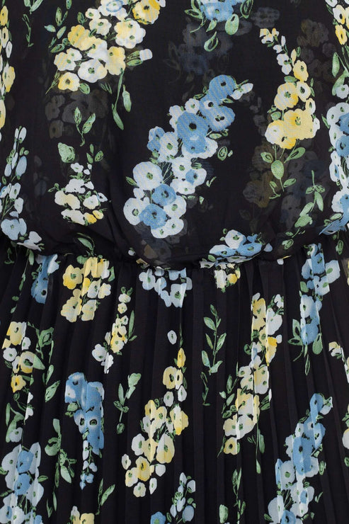 Sam Edelman 48S658 Pleated Cocktail Printed Midi Length Dress