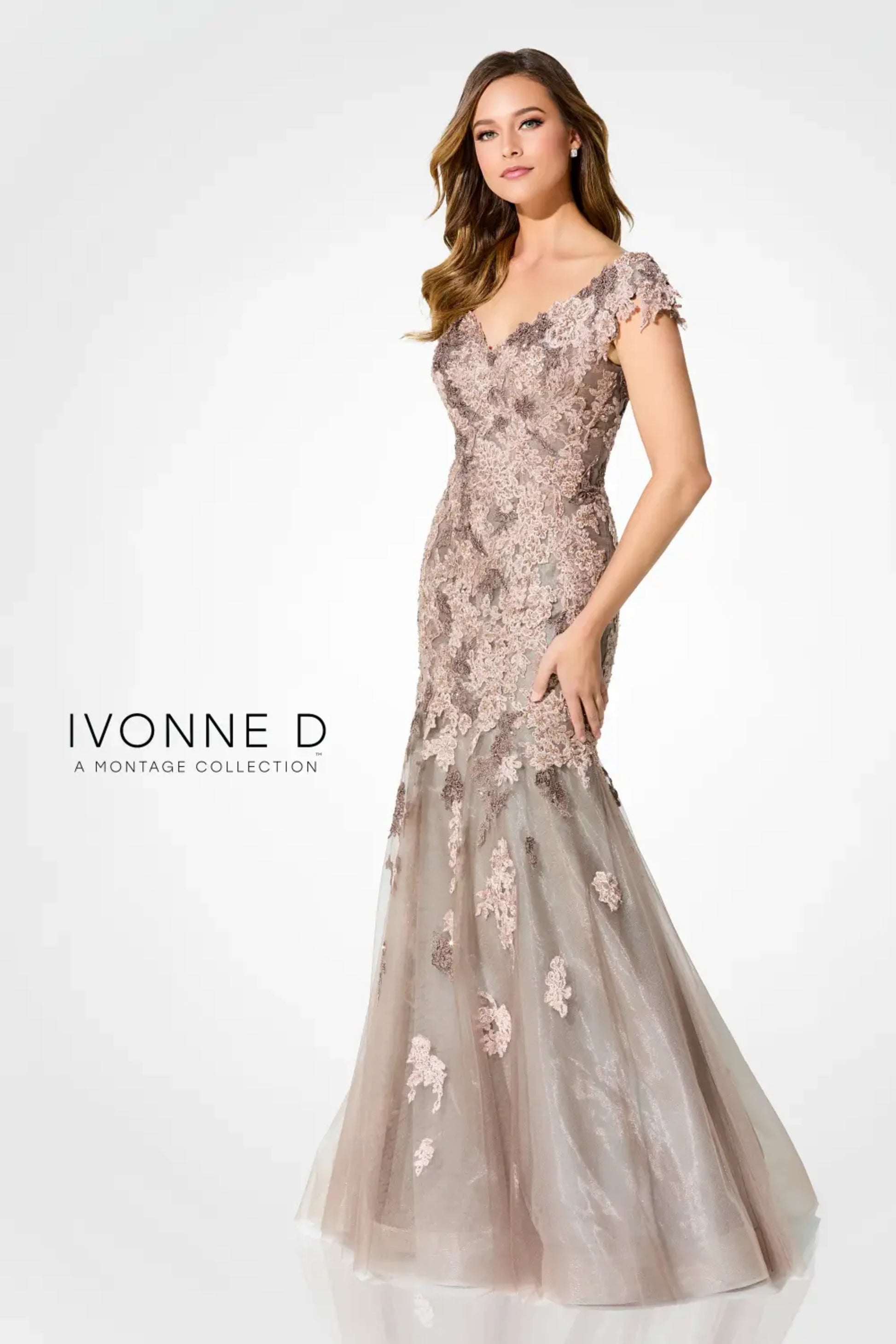 Ivonne D ID919 Long Mermaid Formal Lace Evening Dress