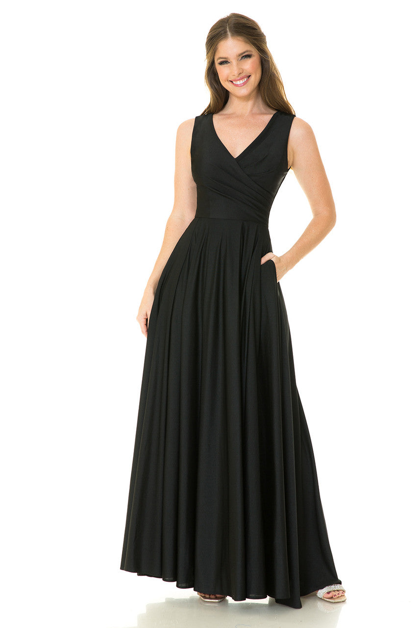 Prom Dresses Formal Pleated Long Evening Prom Dress Lenovia 5242 Black