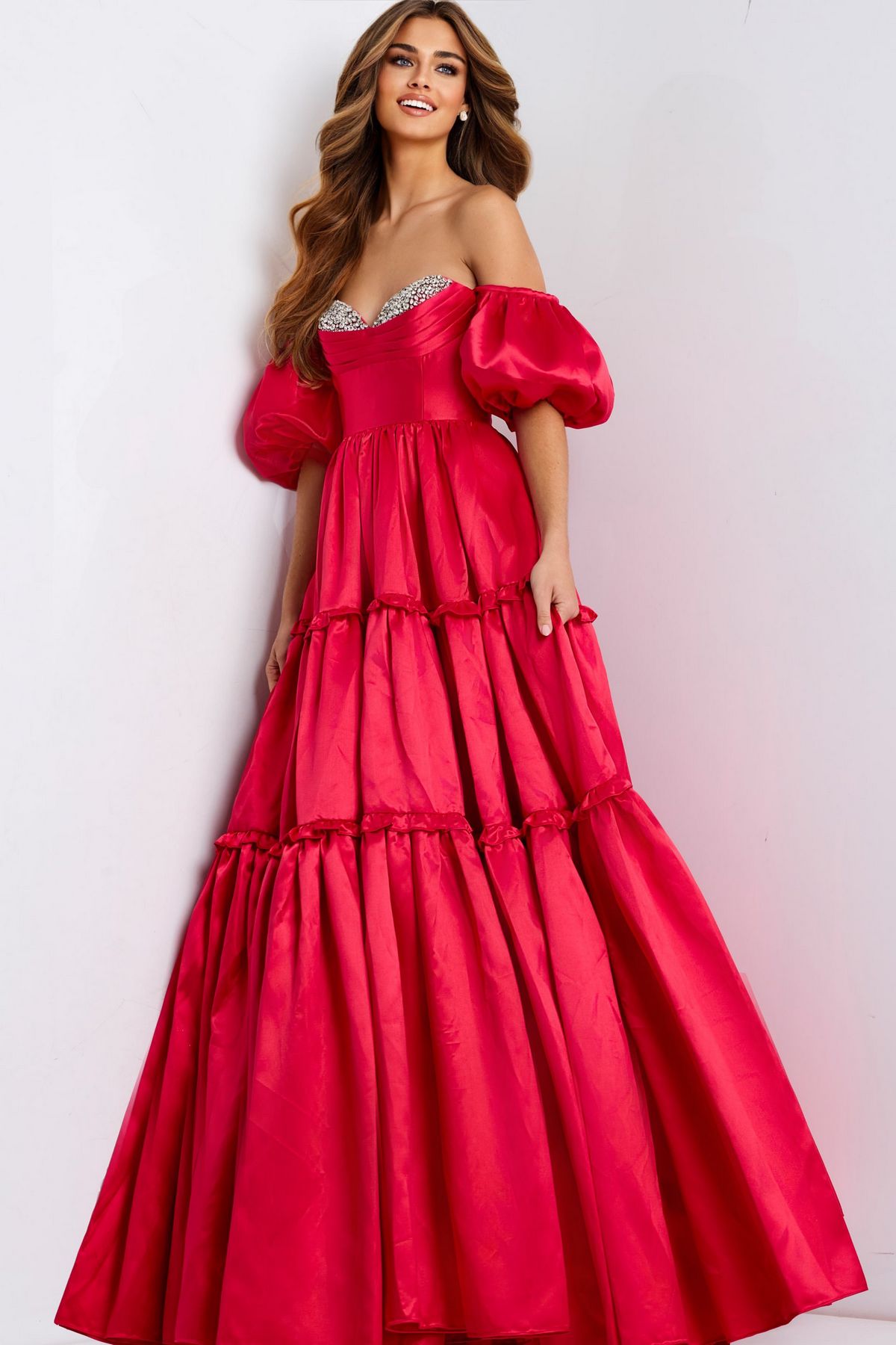 Prom Dresses Long Formal Floral Ball Gown Prom Dress Red