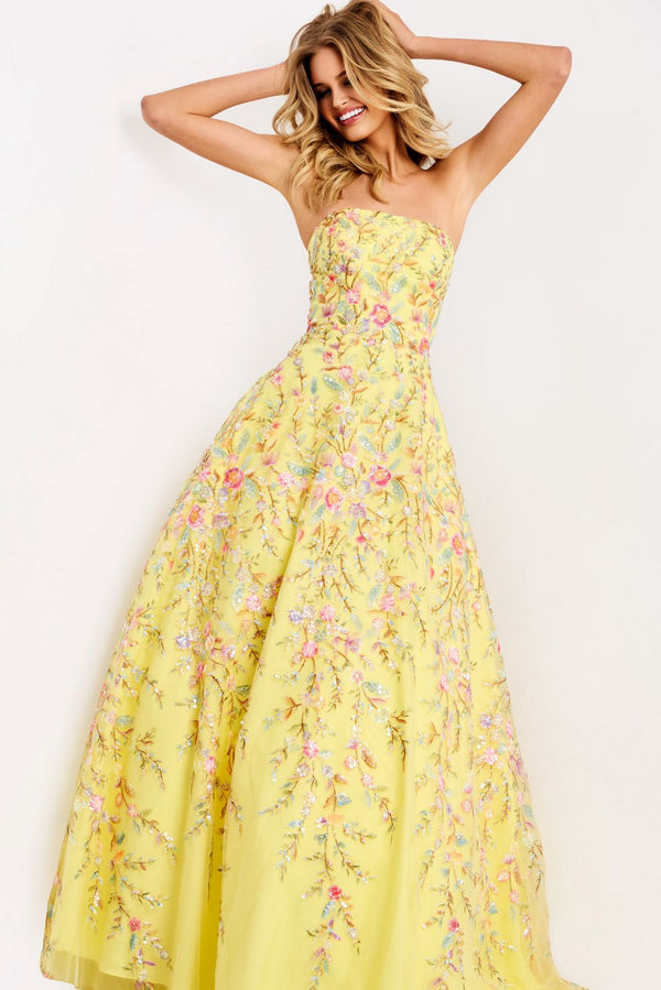 Jovani 49070 Ball Gown Long Formal Floral Prom Dress