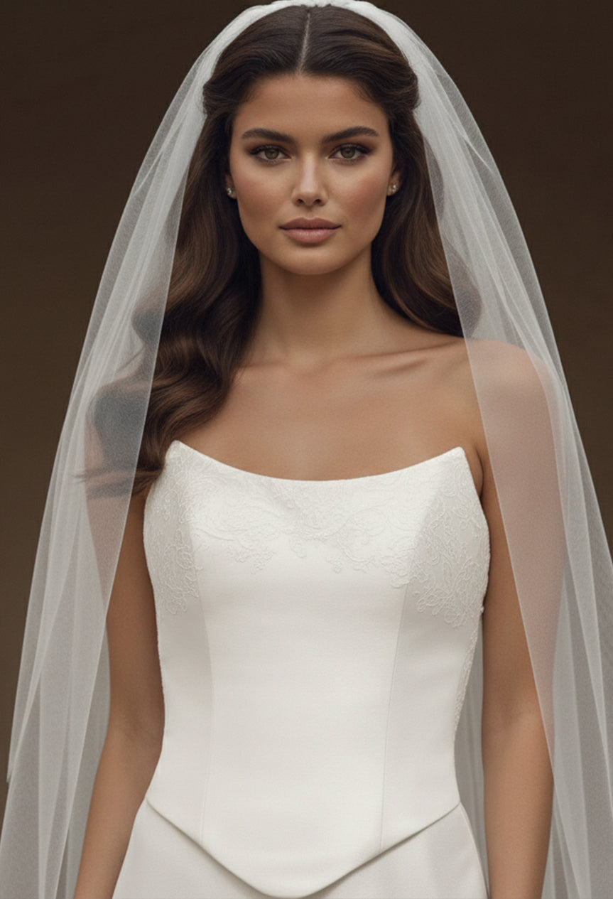 Strapless Floor-Length Crepe Wedding Mermaid Gown Jovani JB49077