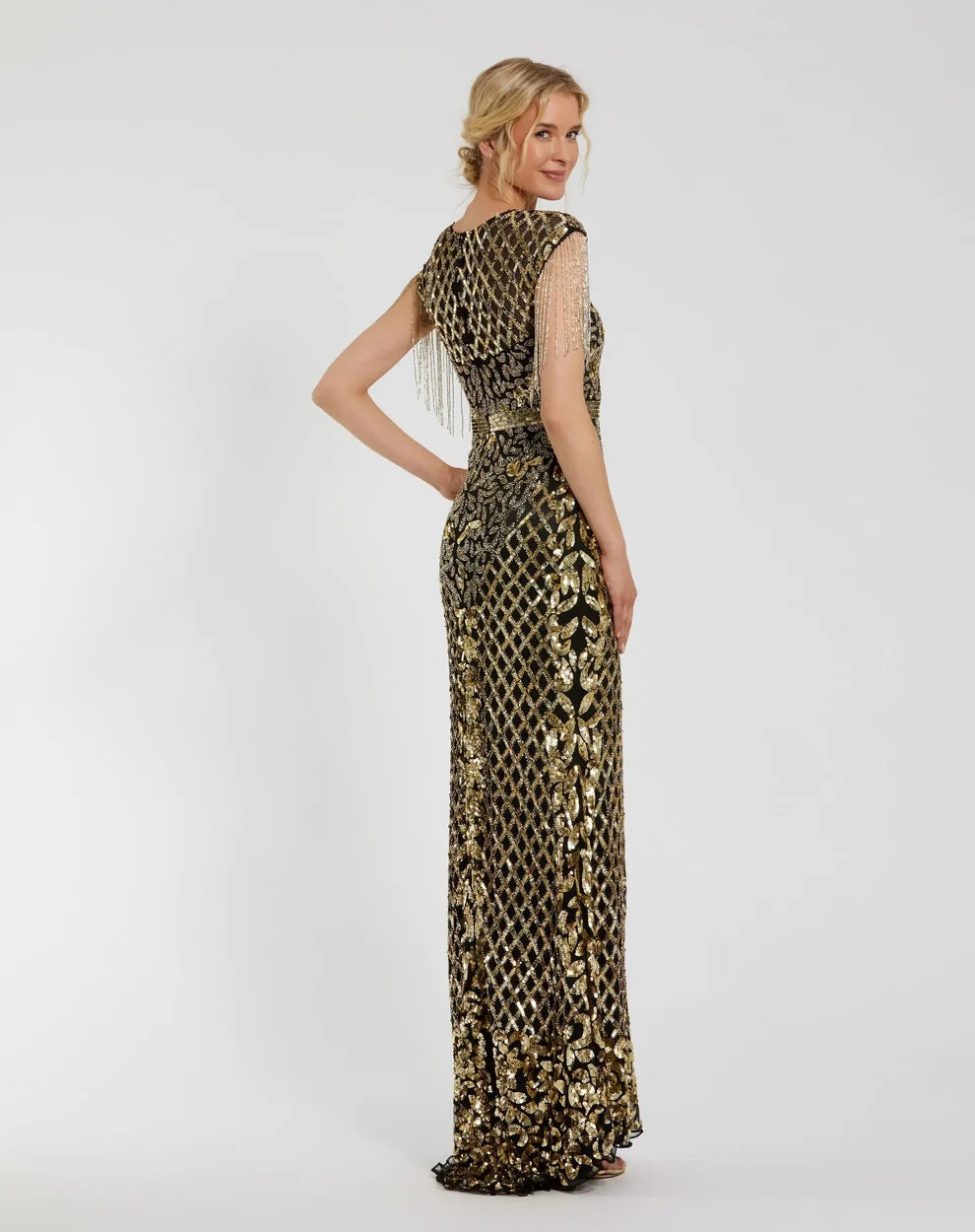 Mother of the Bride Dress Mother of the Bride Long Beaded Gown Black Gold