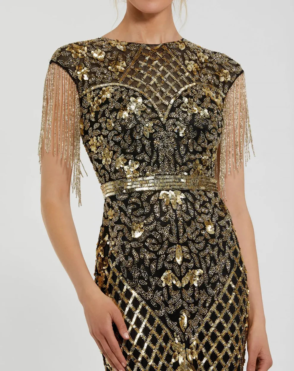 Mother of the Bride Dress Mother of the Bride Long Beaded Gown Black Gold