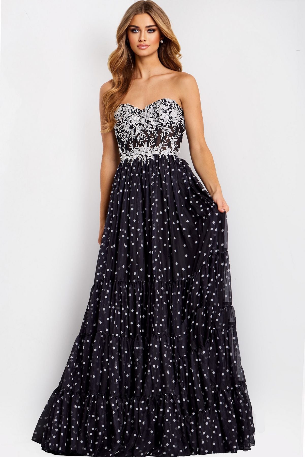 Prom Dresses Long Formal Floral Corset Prom Dress Black