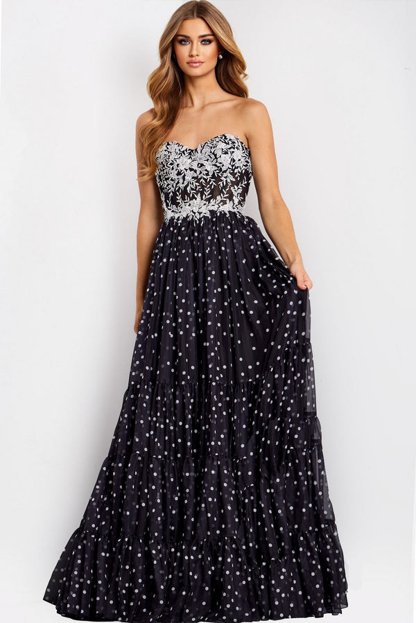 Jovani 49086 Long Formal Floral Corset Prom Dress