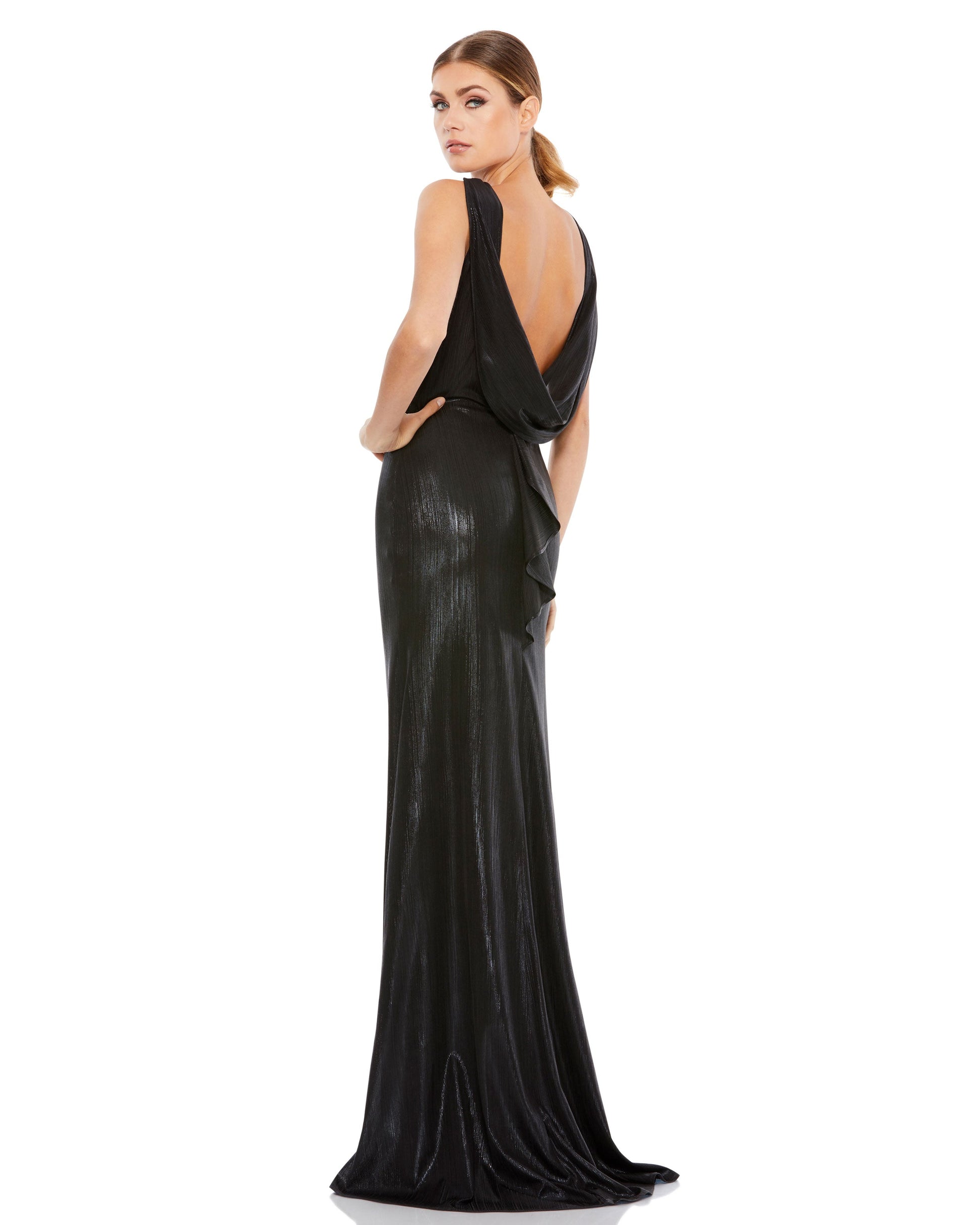 Mac Duggal 49087 Long Metallic Formal Evening Dress