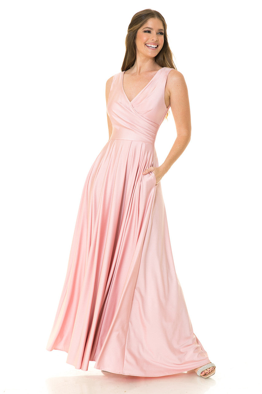 Prom Dresses Formal Pleated Long Evening Prom Dress Lenovia 5242 Blush