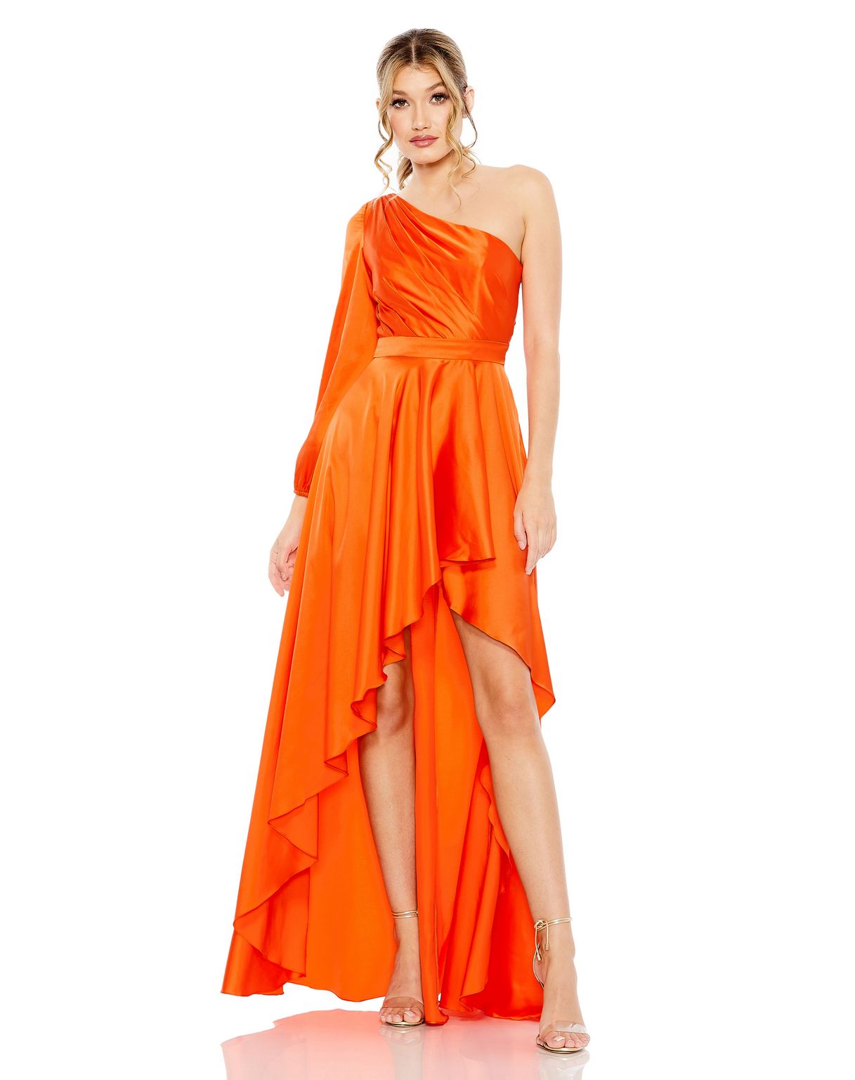 Mac Duggal Women's Ieena High-Low One-Shoulder Gown - Berry - Size 4 Mac Duggal Women's Ieena High-Low One-Shoulder Gown - Berry - Size 4