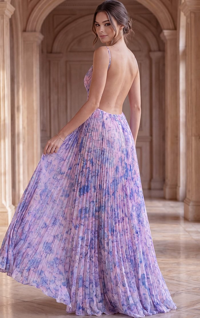 V-Neck Floor-Length Chiffon Prom A-Line Jovani 49161