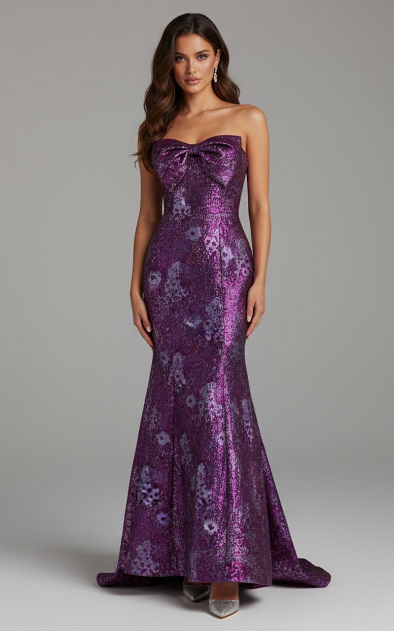 Prom Dresses Mermaid Long Evening Formal Metallic Prom Dress Jovani 49163 Purple