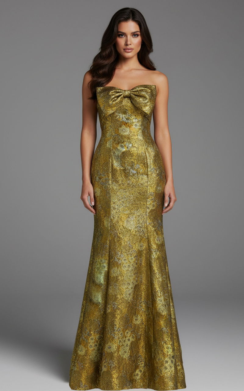 Prom Dresses Mermaid Long Evening Formal Metallic Prom Dress Jovani 49163 Yellow