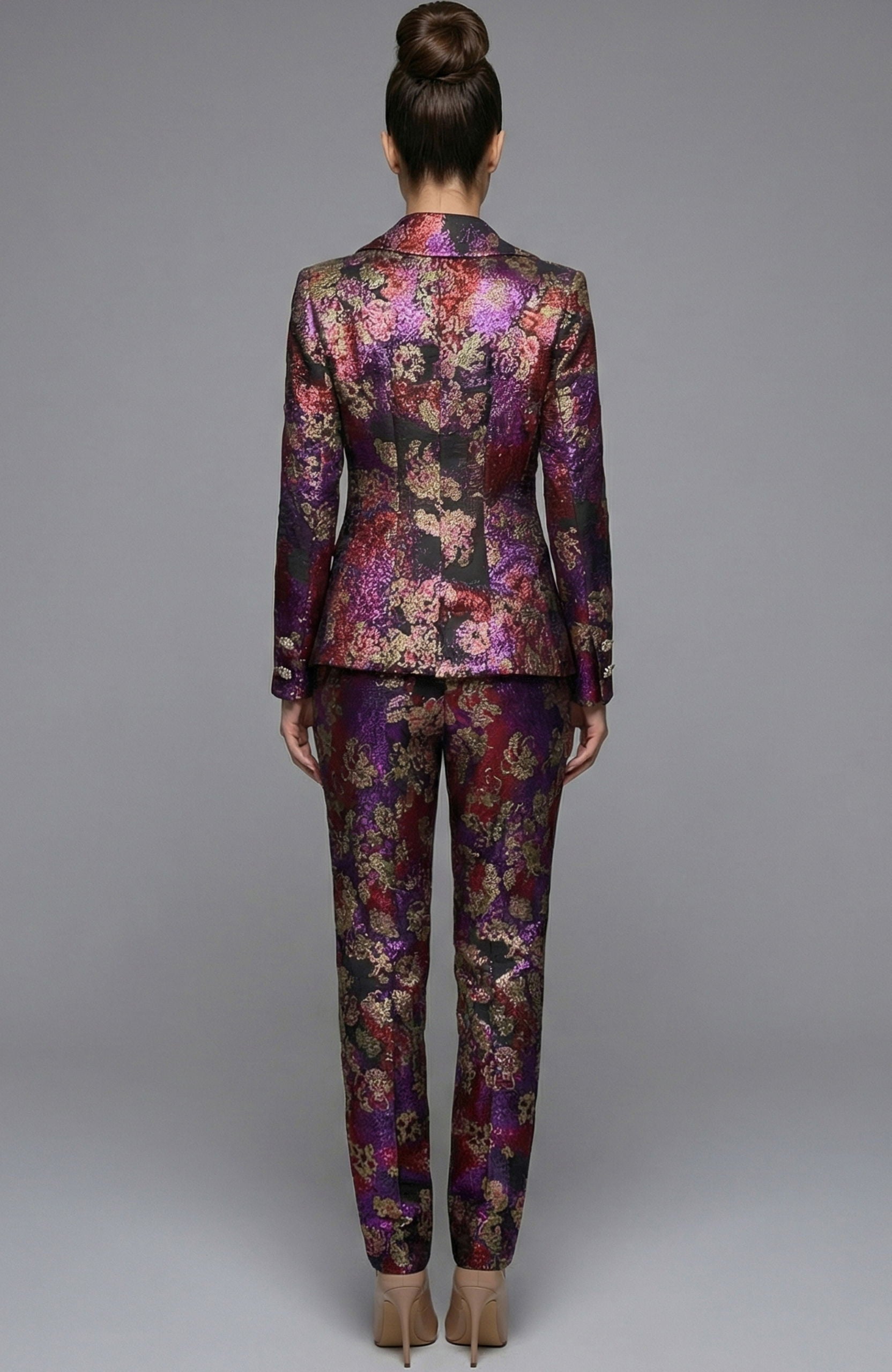 Pant Suit Long Formal Floral Metallic Pantsuit Jovani 49164 Print