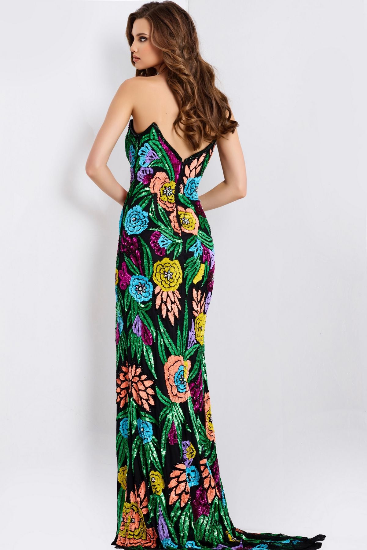 Prom Dresses Long Formal Floral Beaded Prom Dress Black/Multi
