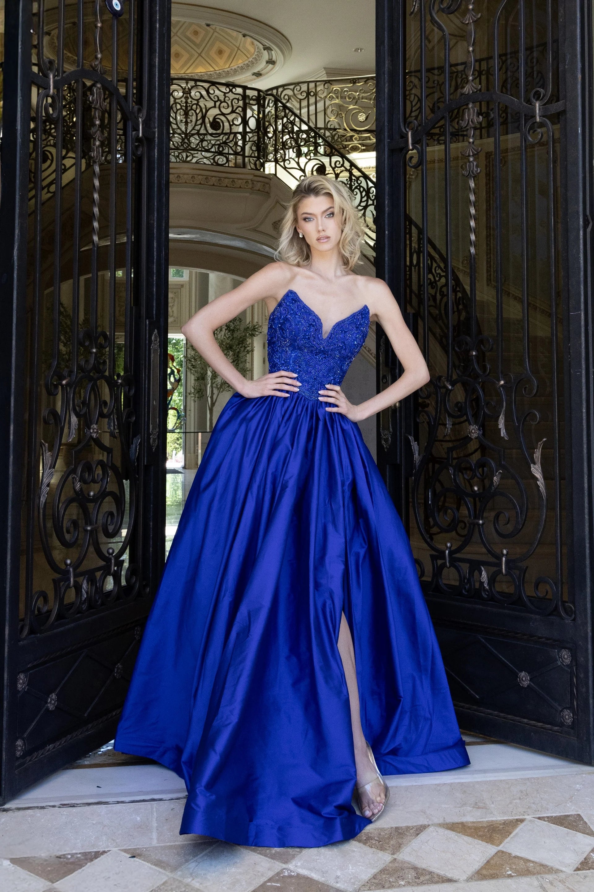 Prom Dresses Long Formal Beaded A Line Evening Prom Dress Royal