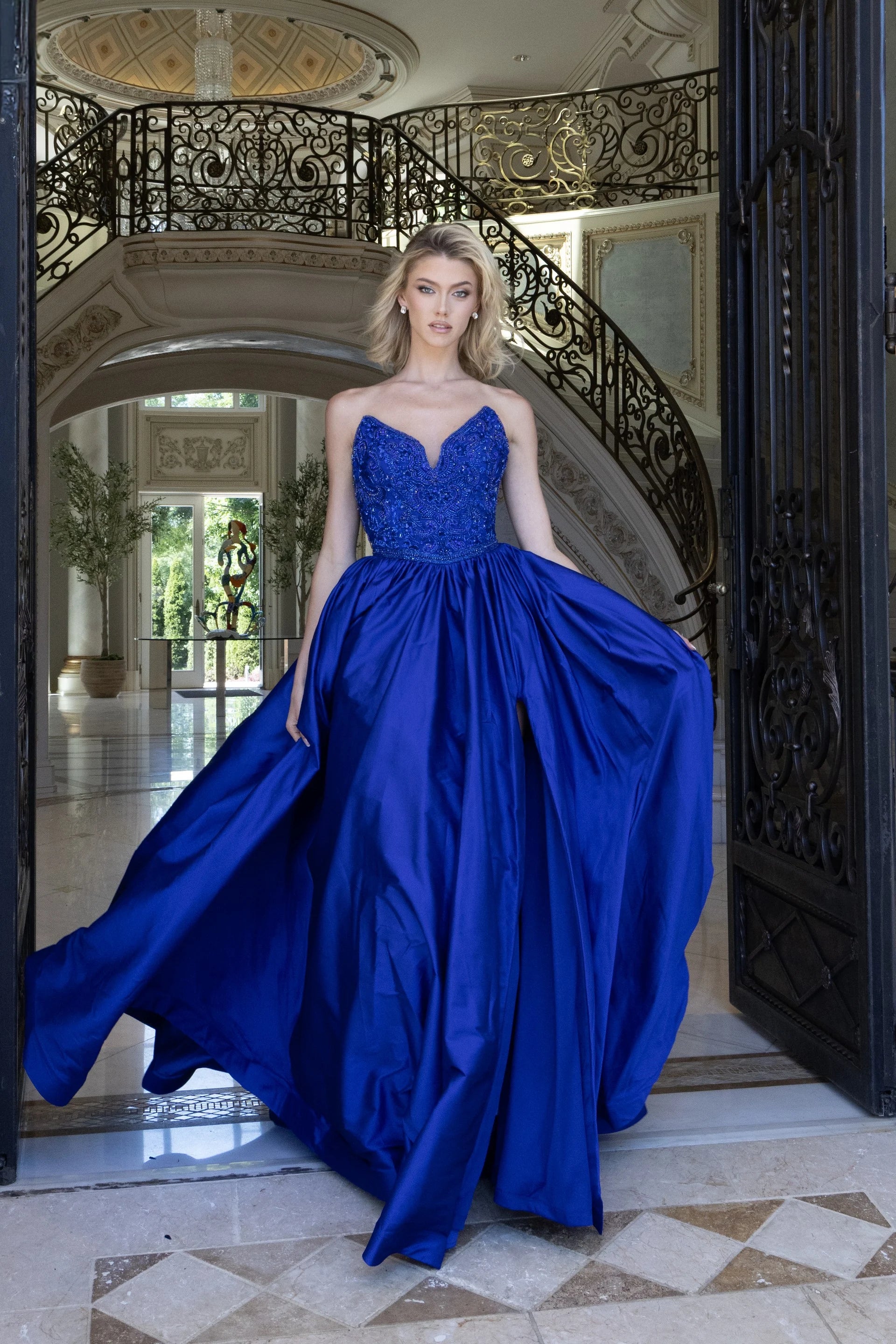 Prom Dresses Long Formal Beaded A Line Evening Prom Dress Royal
