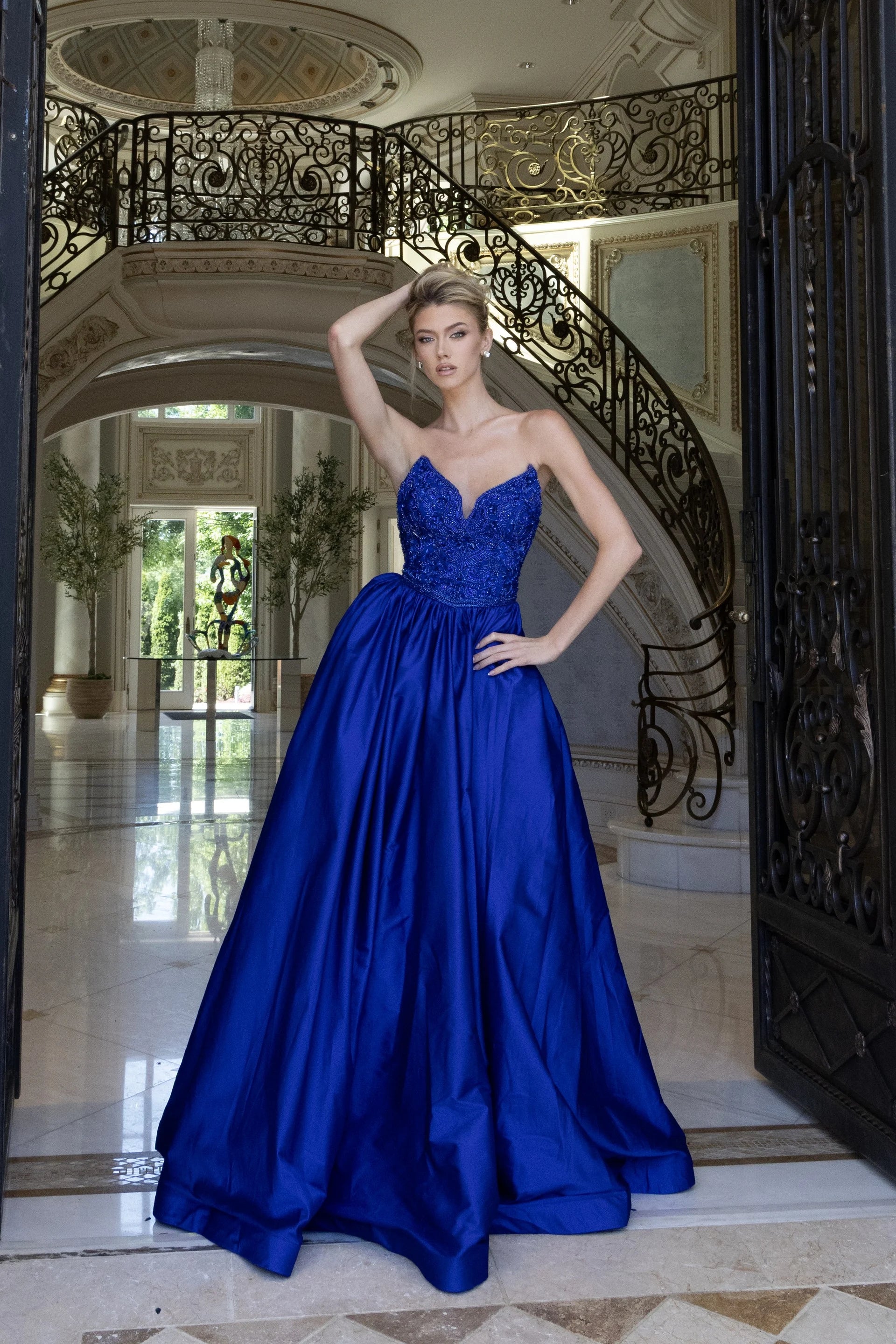 Prom Dresses Long Formal Beaded A Line Evening Prom Dress Royal