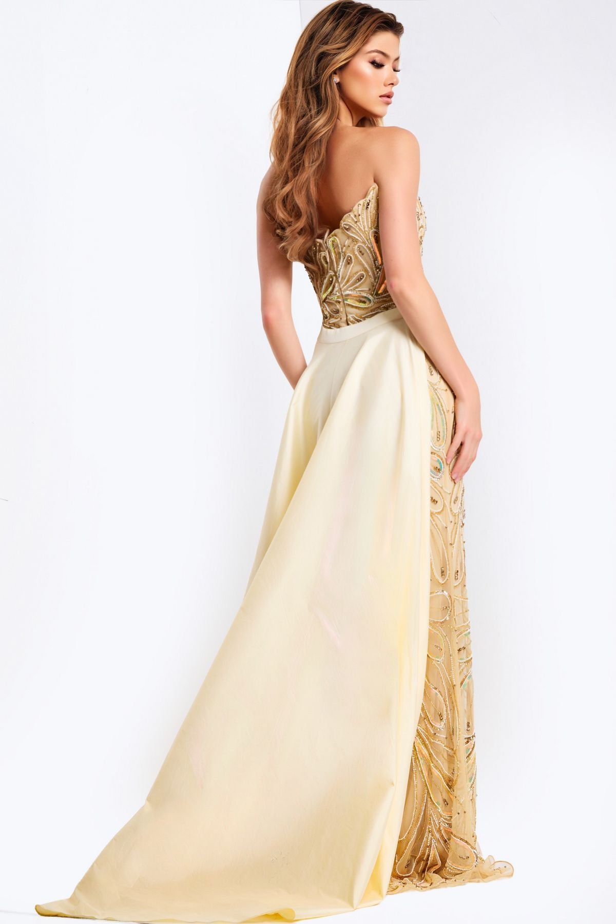 Prom Dresses Formal Long Beaded Evening Prom Dress Off-White/Nude