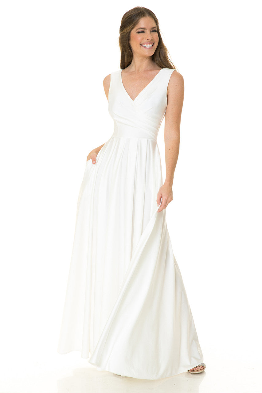 Wedding Dresses Bridal Long Pleated Wedding Dress Lenovia 5242 Ivory