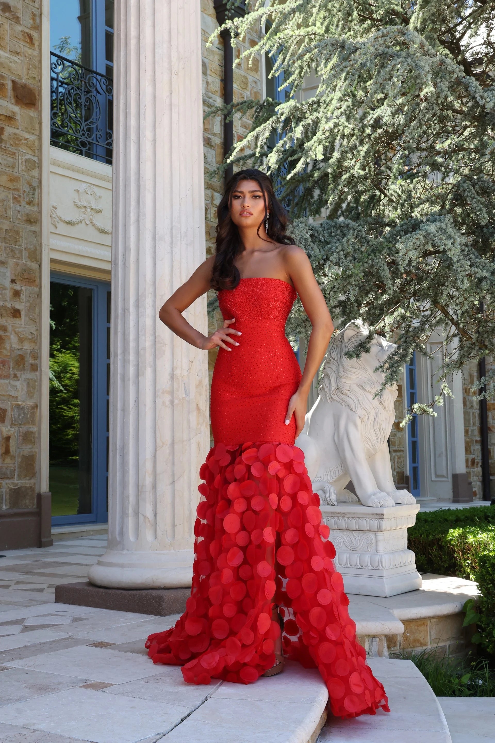 Prom Dresses Long Formal Beaded Mermaid Prom Dress Red
