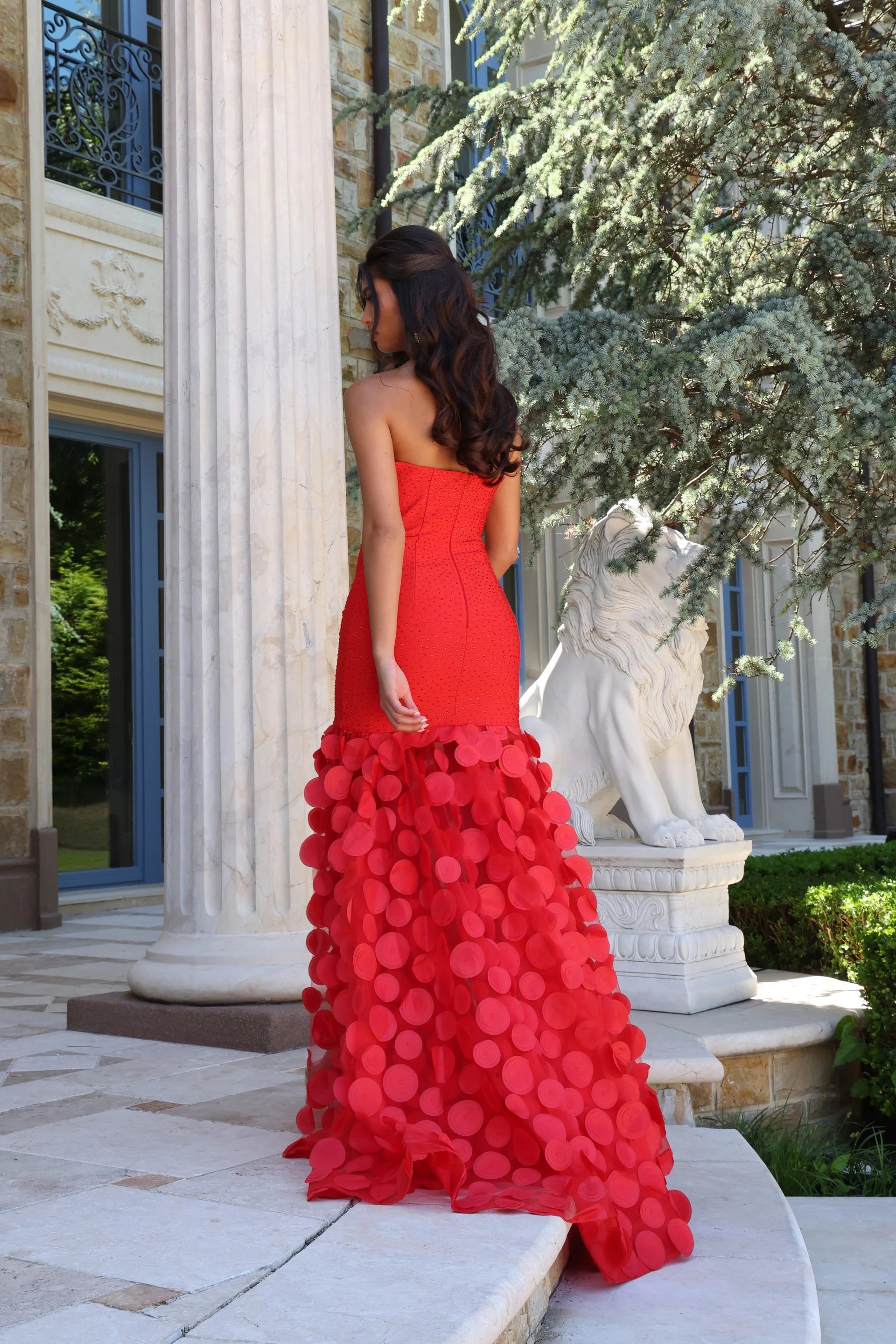 Prom Dresses Long Formal Beaded Mermaid Prom Dress Red