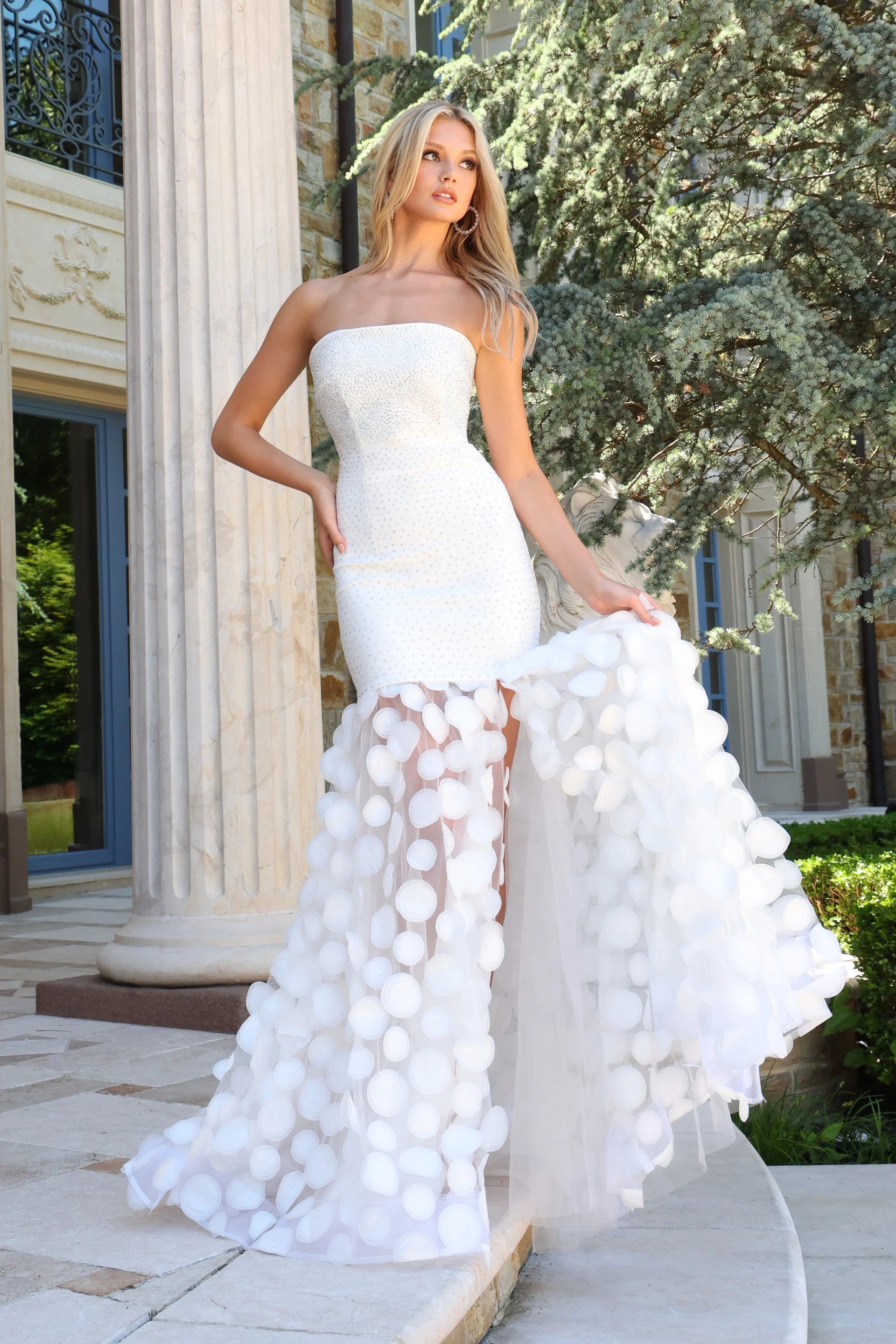 Prom Dresses Long Formal Beaded Mermaid Prom Dress White