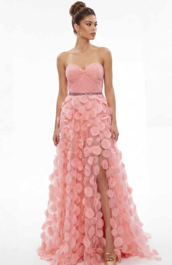 Long Formal A Line Floral Applique Prom Dress Jovani 49346