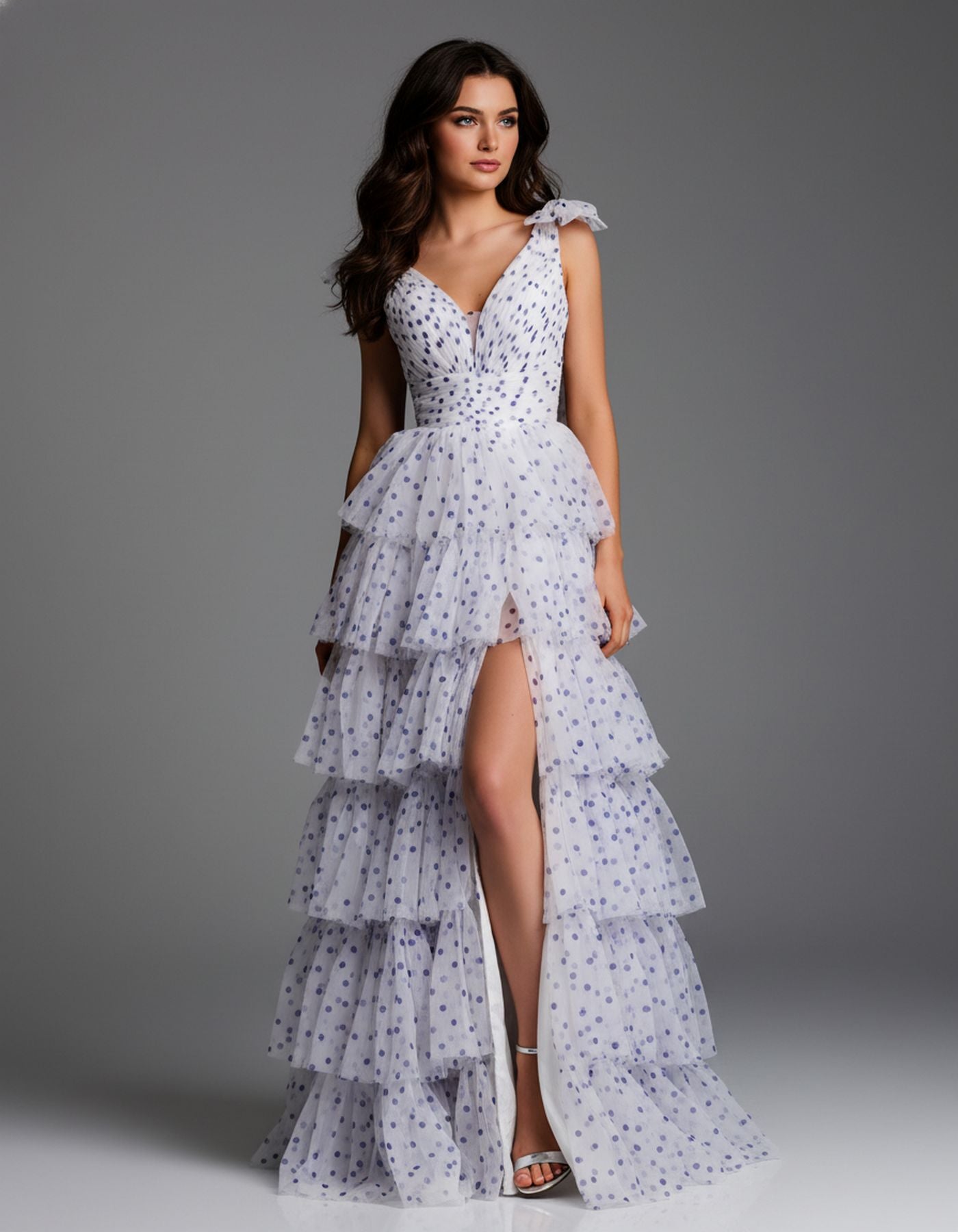 Prom Dresses Long Formal Ruffle Evening Prom Dress Off White/Purple