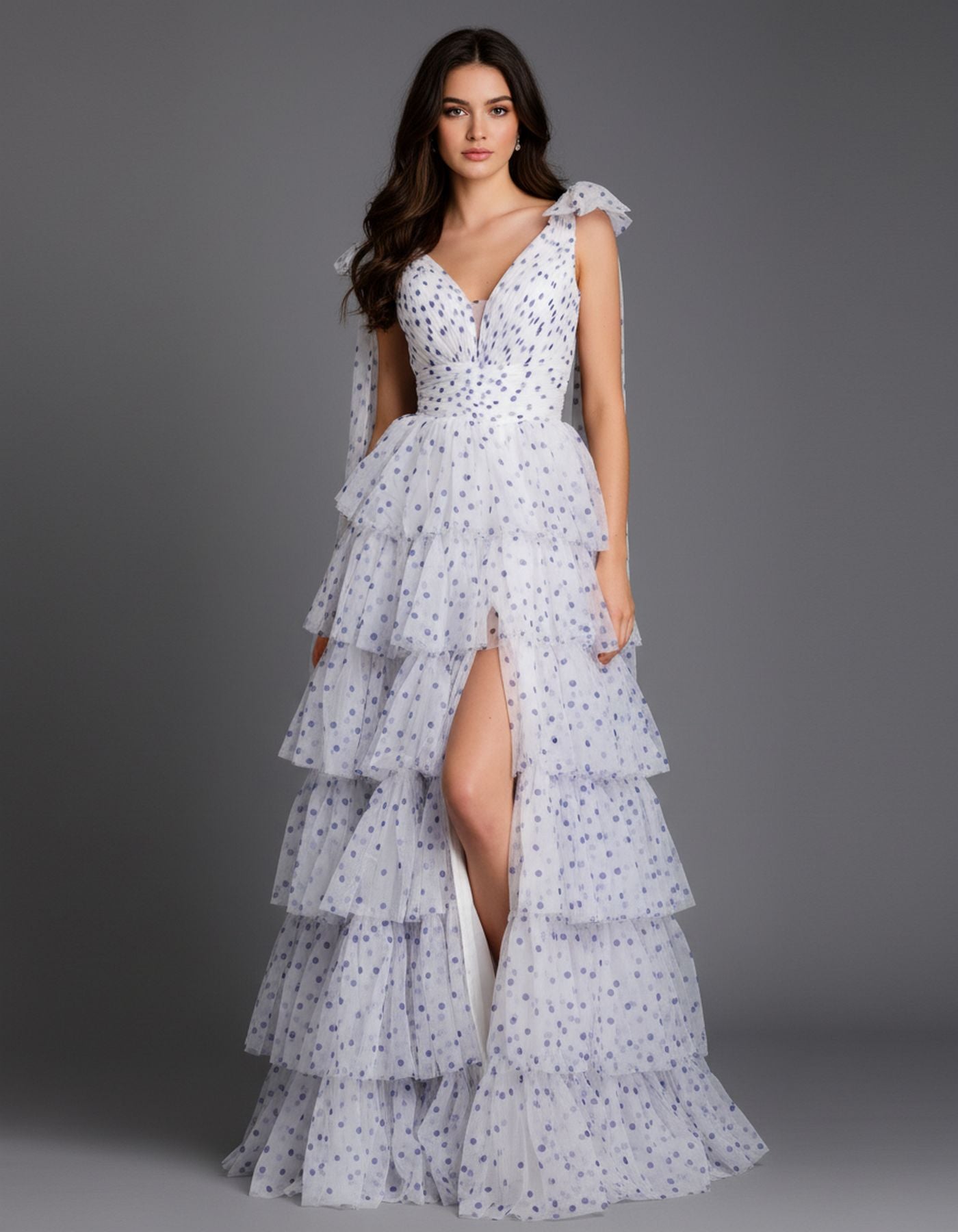 Prom Dresses Long Formal Ruffle Evening Prom Dress Off White/Purple