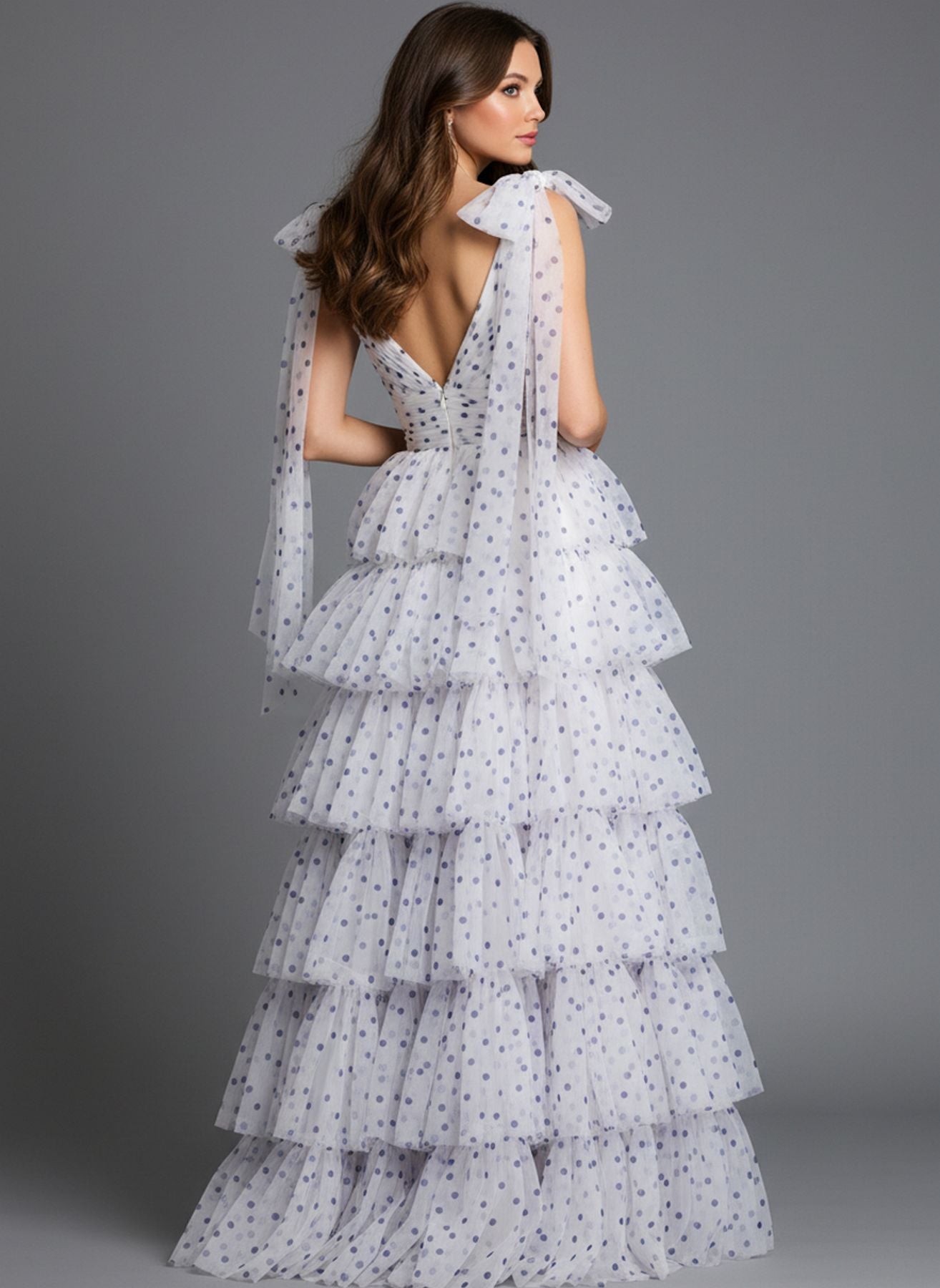 Prom Dresses Long Formal Ruffle Evening Prom Dress Off White/Purple