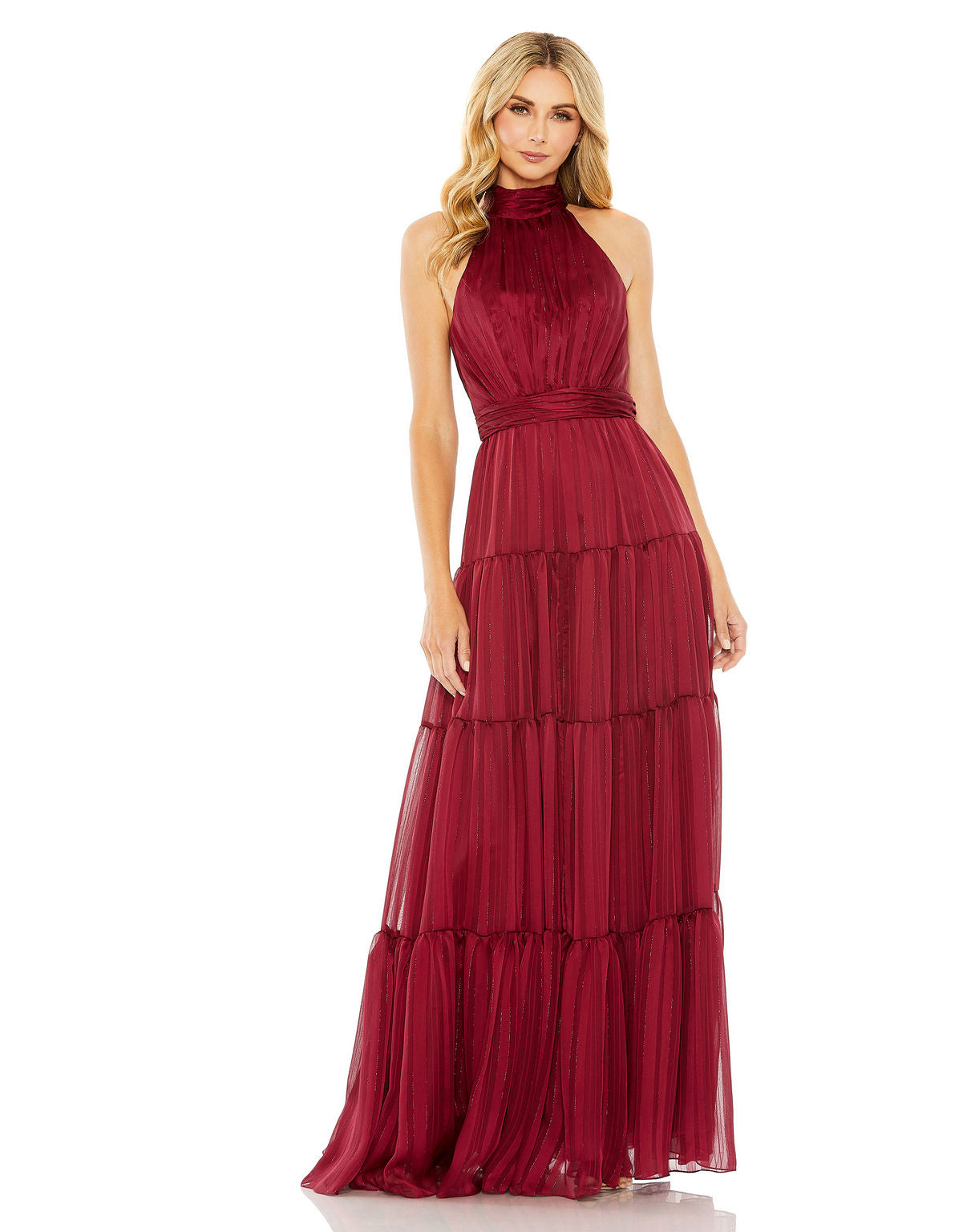 Mac Duggal 49910 Pleated Metallic High Low Prom Formal Dress main image 1