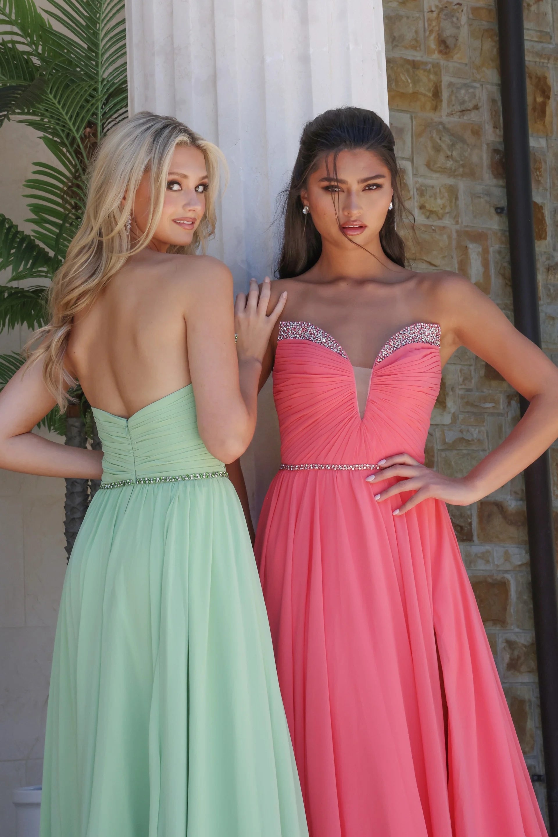 Strapless Curved Neck Floor-Length Chiffon Prom A-Line Jovani 49536