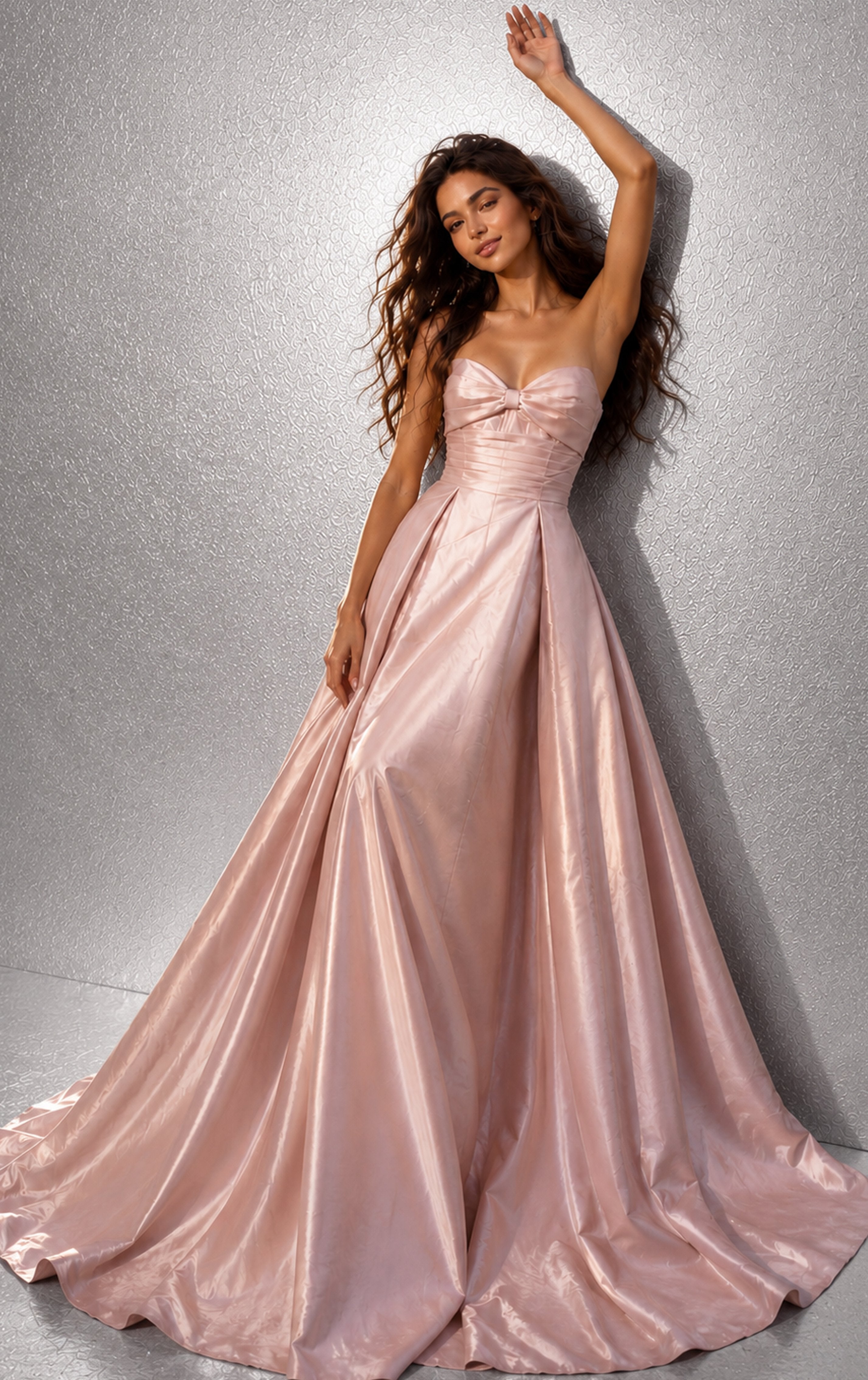 Strapless Curved Neck Floor-Length Satin Prom A-Line Jovani JVN49571