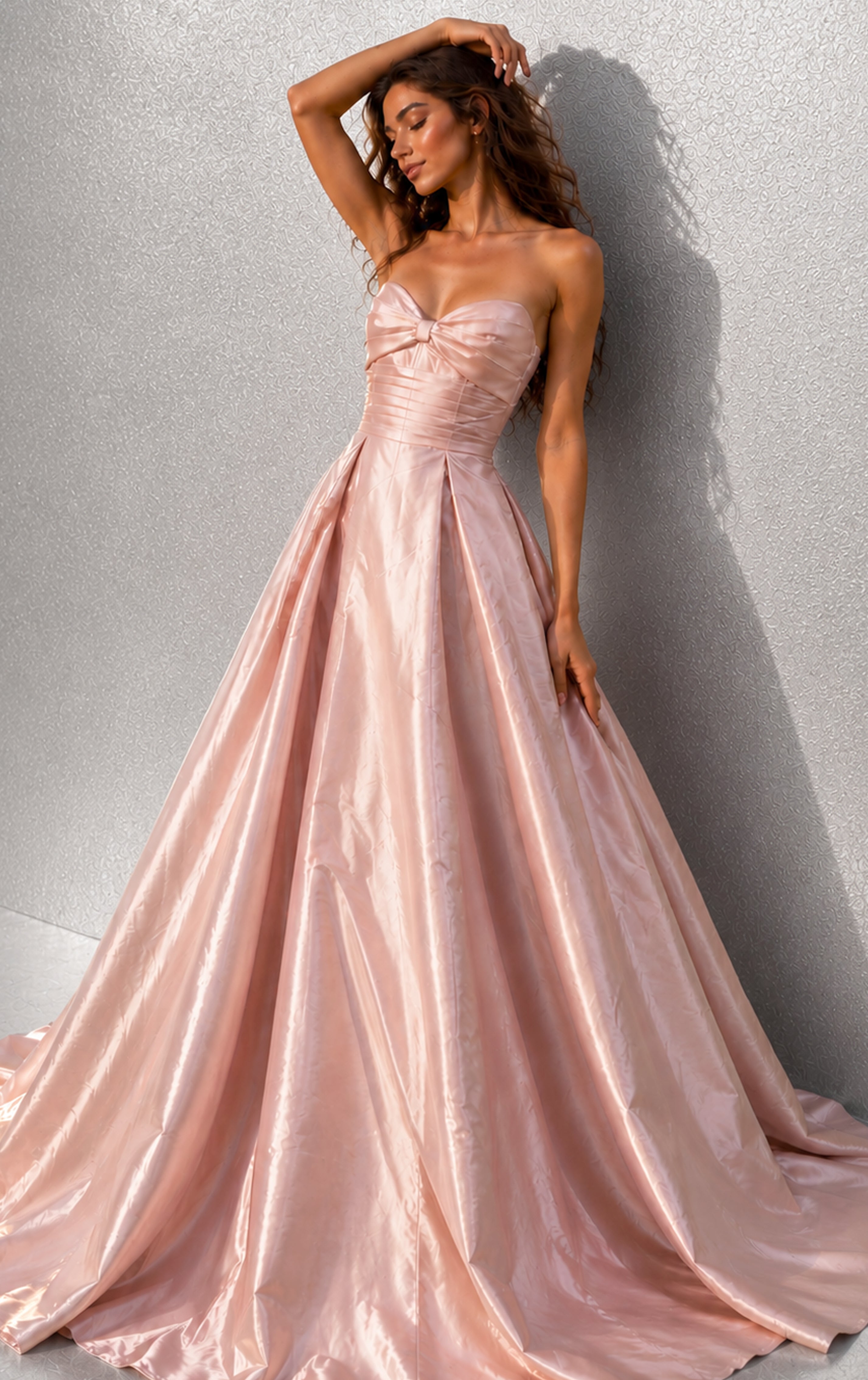 Strapless Curved Neck Floor-Length Satin Prom A-Line Jovani JVN49571