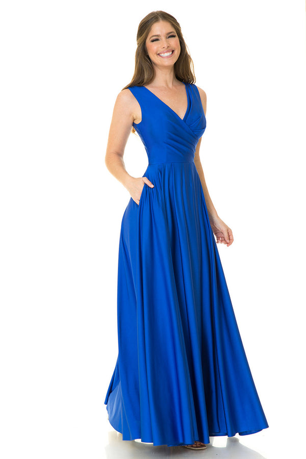 Long Pleated Formal Evening Prom Dress Lenovia 5242