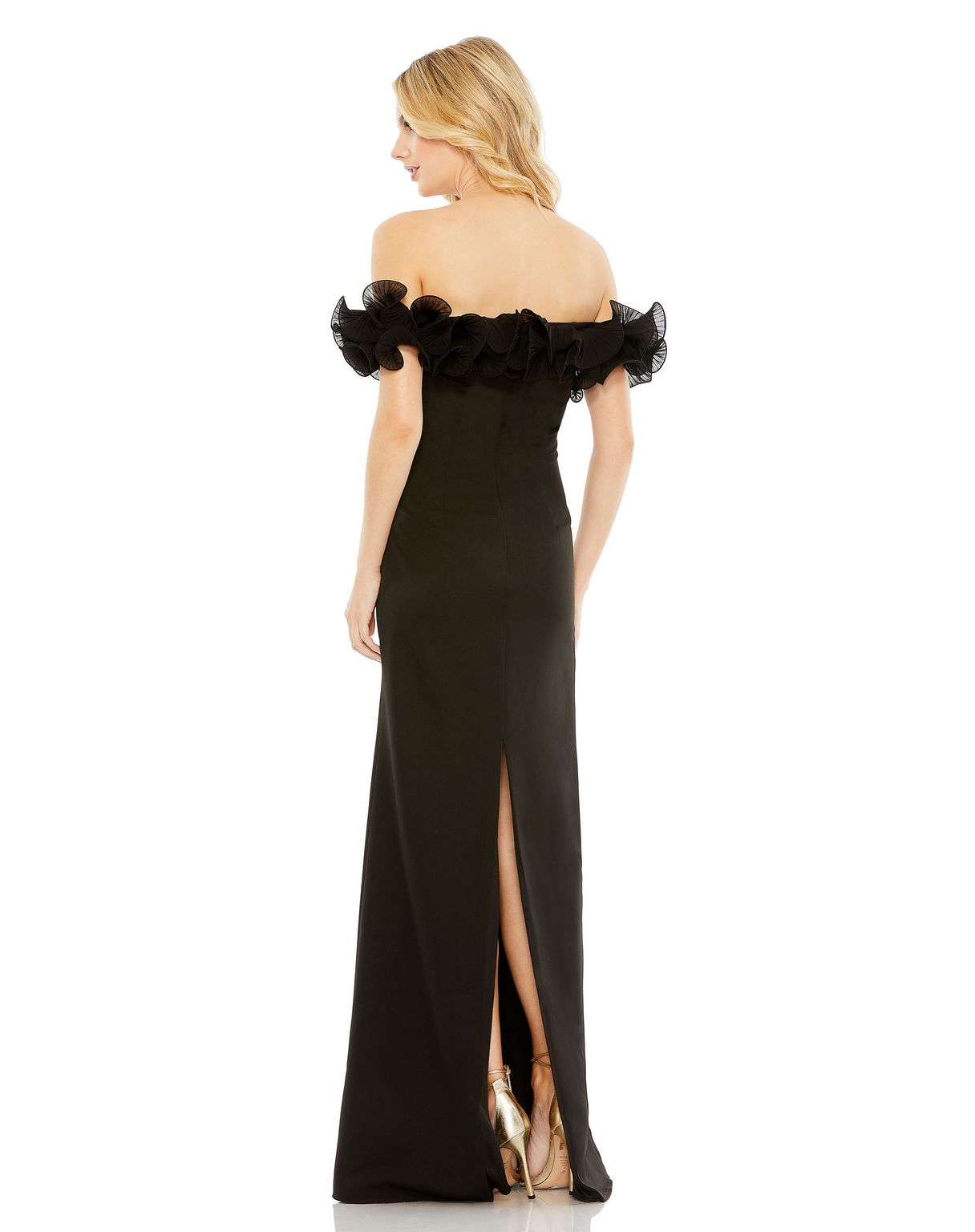 Mac Duggal 49643 Long Off Shoulder Ruffle Detail Column Dress