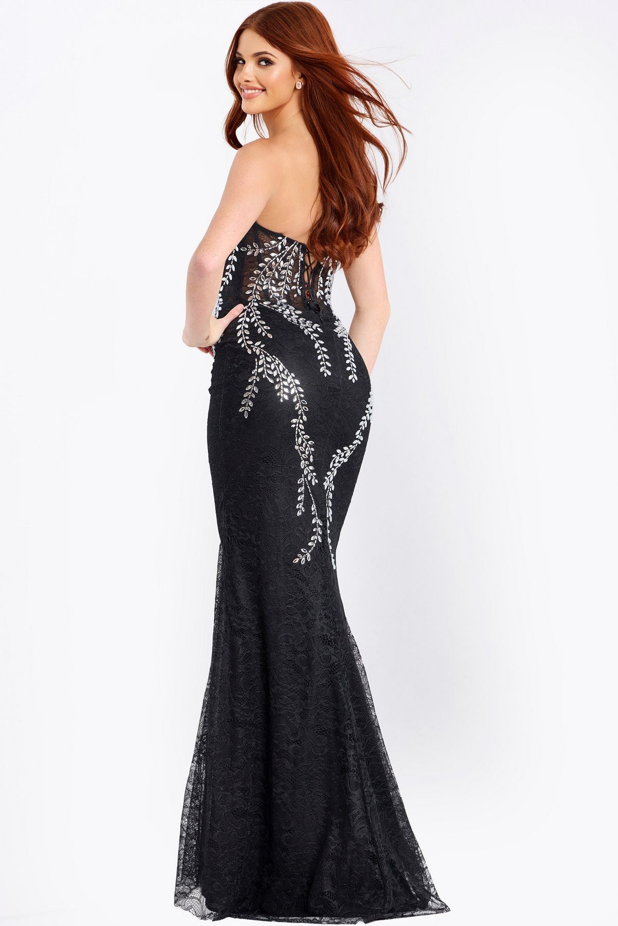 Prom Dresses Long Formal Lace Sequin Prom Dress Black/Silver