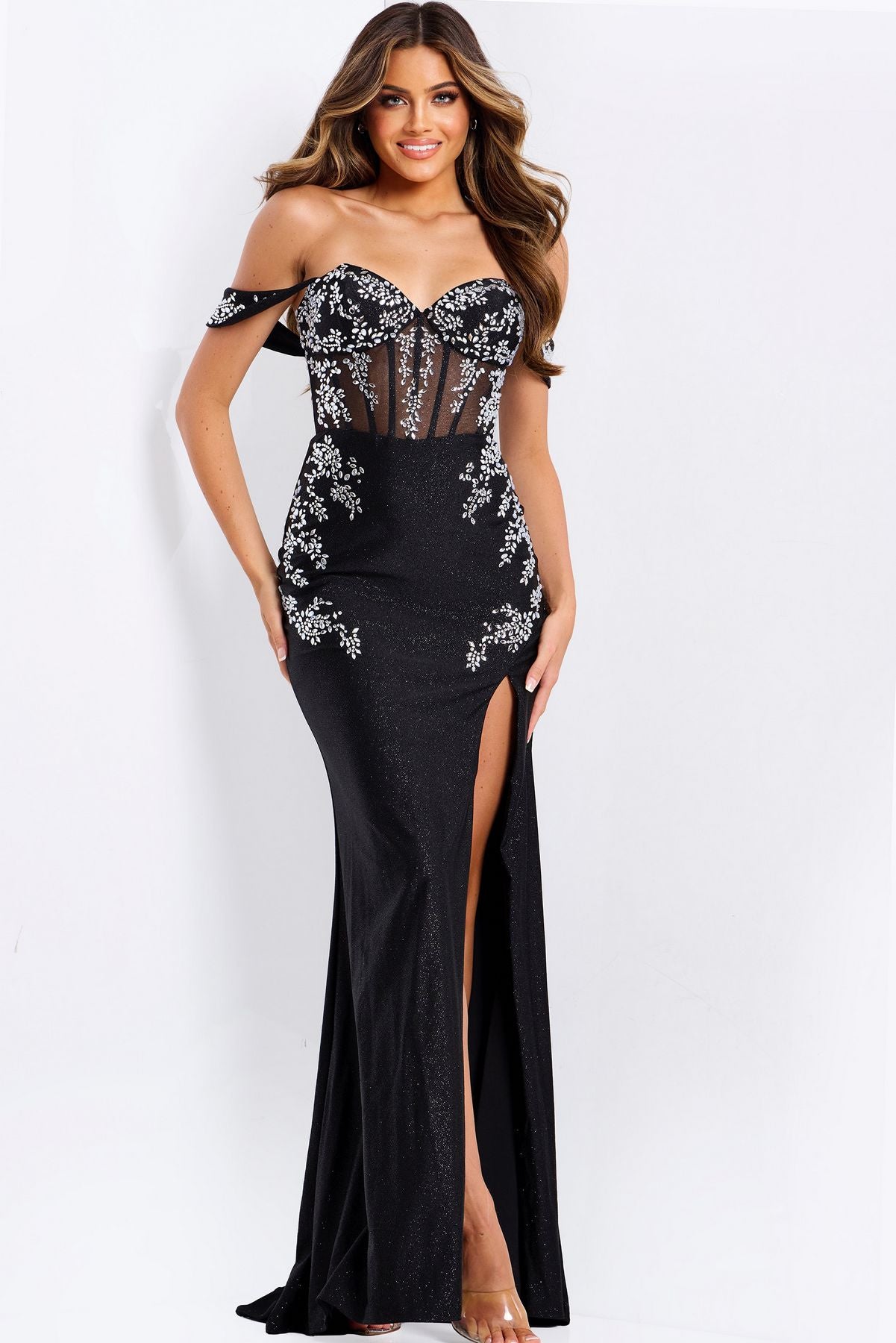 Prom Dresses Long Formal Glitter Fitted prom Dress Black/Silver