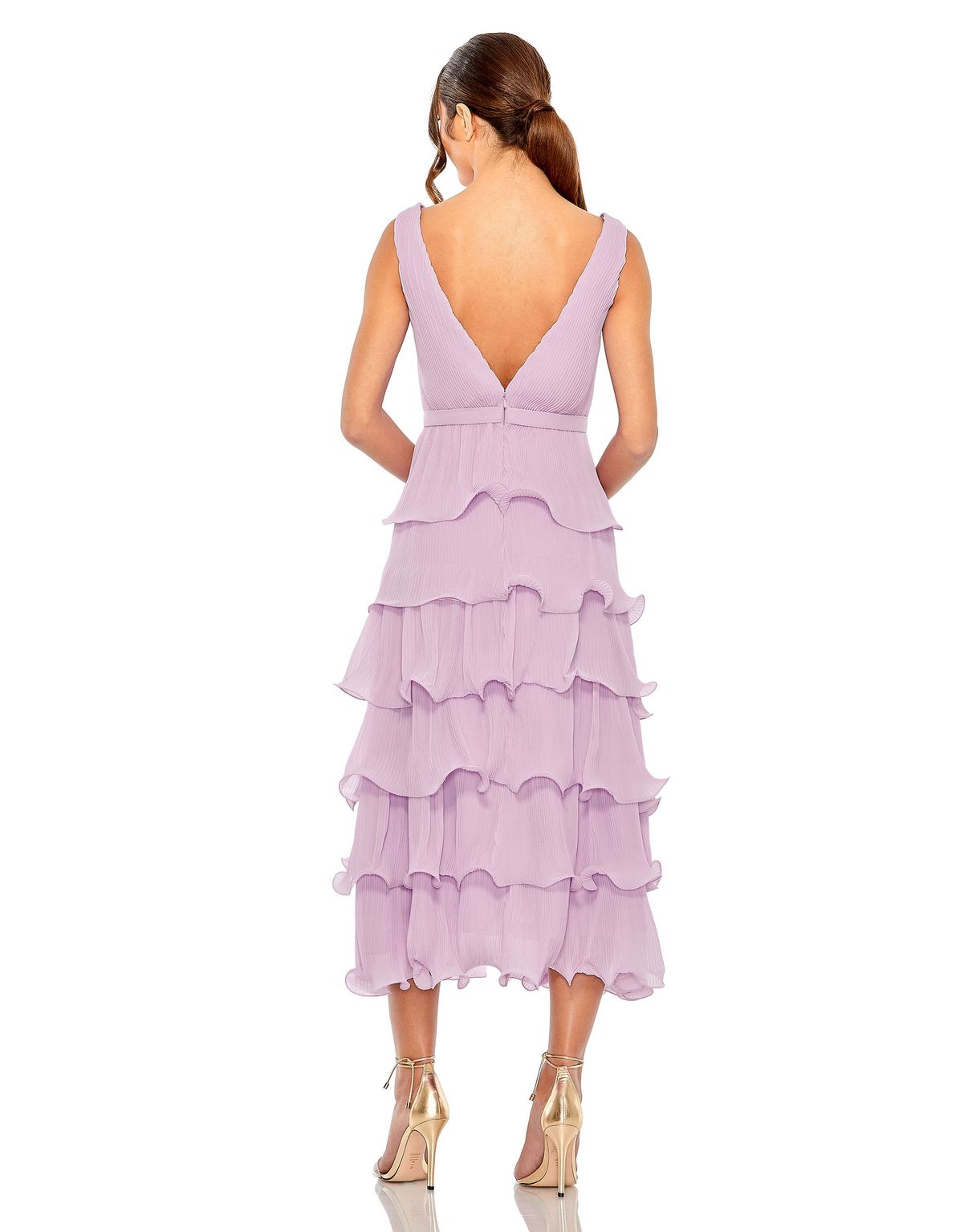 Marsella Ruffle Midi Dress 110601 Orchid Wht