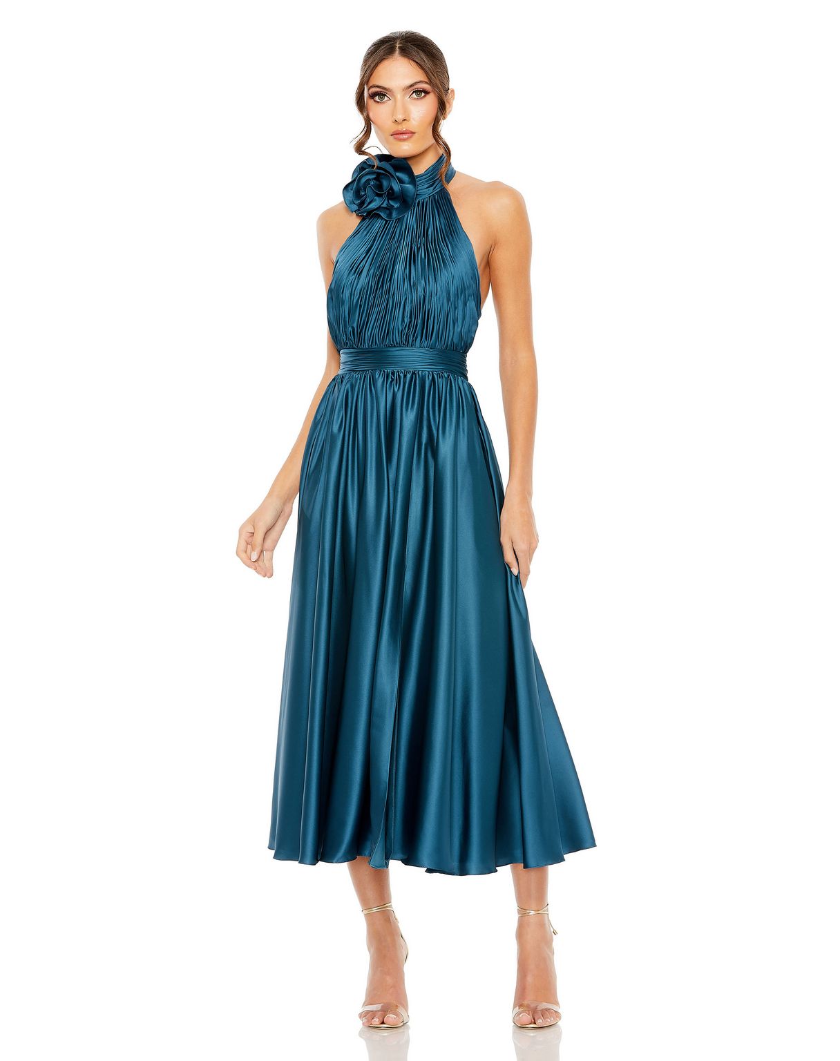Mac Duggal 49674 Pleated Formal Prom Midi Dress