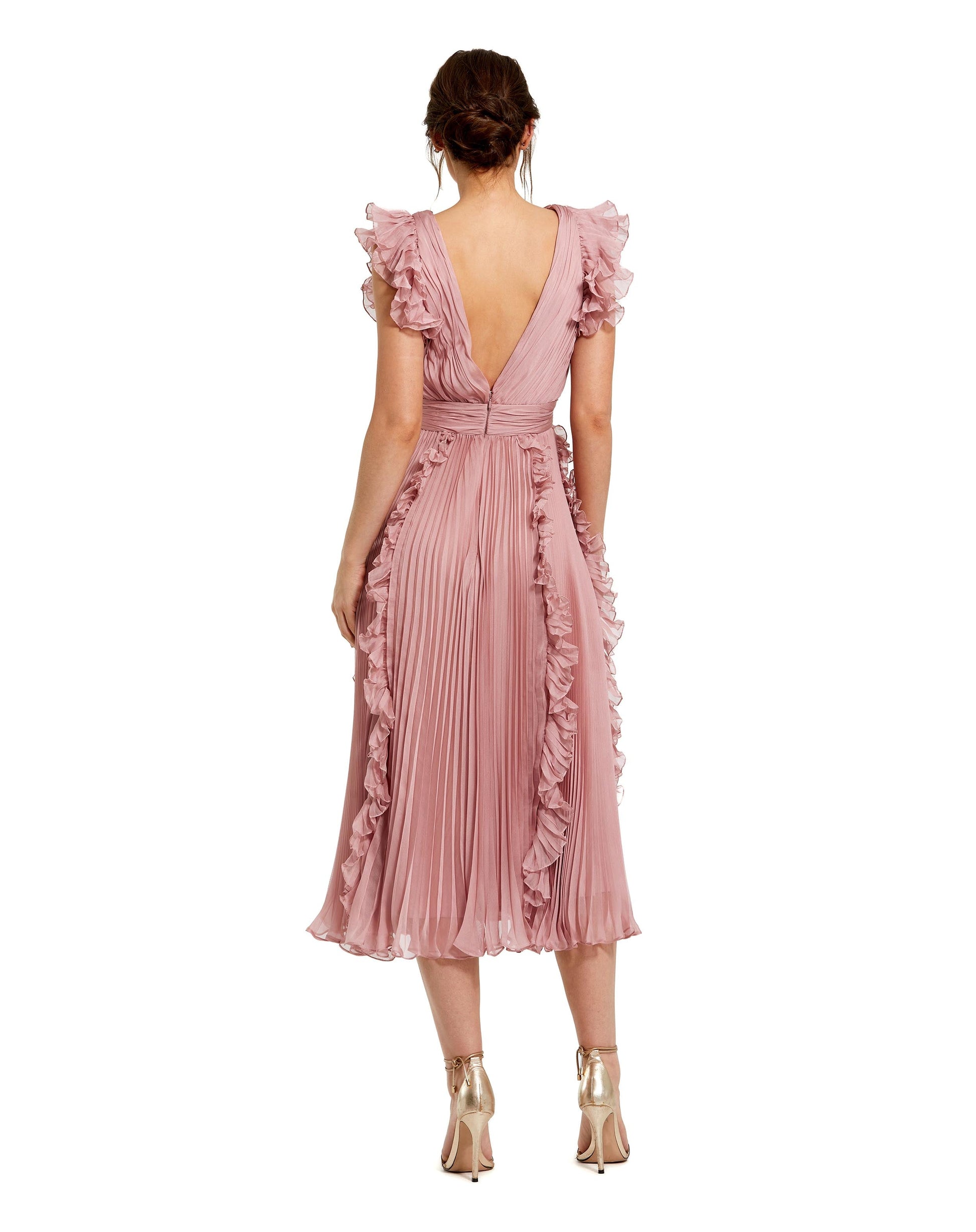 Mac Duggal 49675 Short Pleated Cocktail Midi Dress