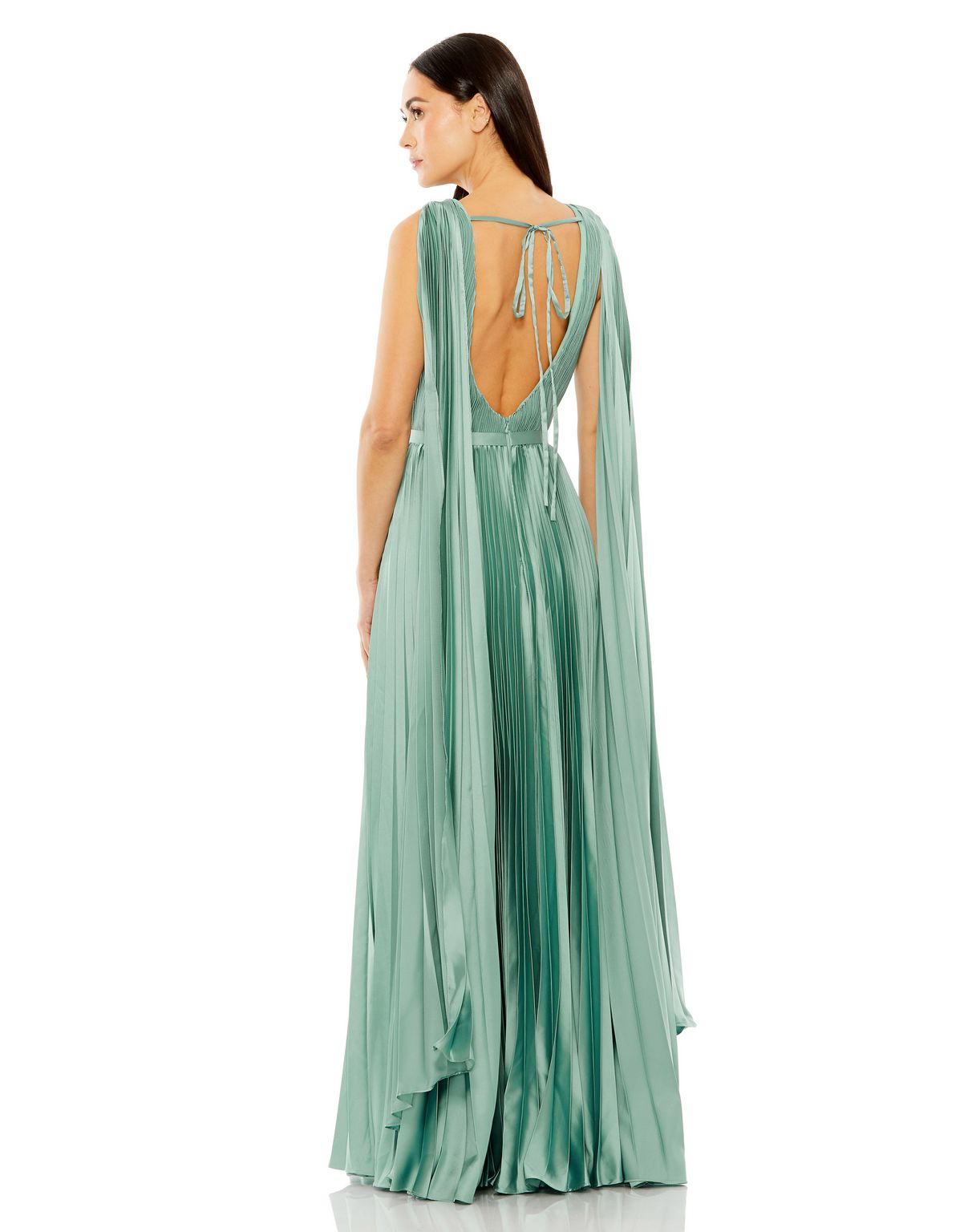 Mac Duggal 49716 Long Pleated Cape Formal Prom Dress