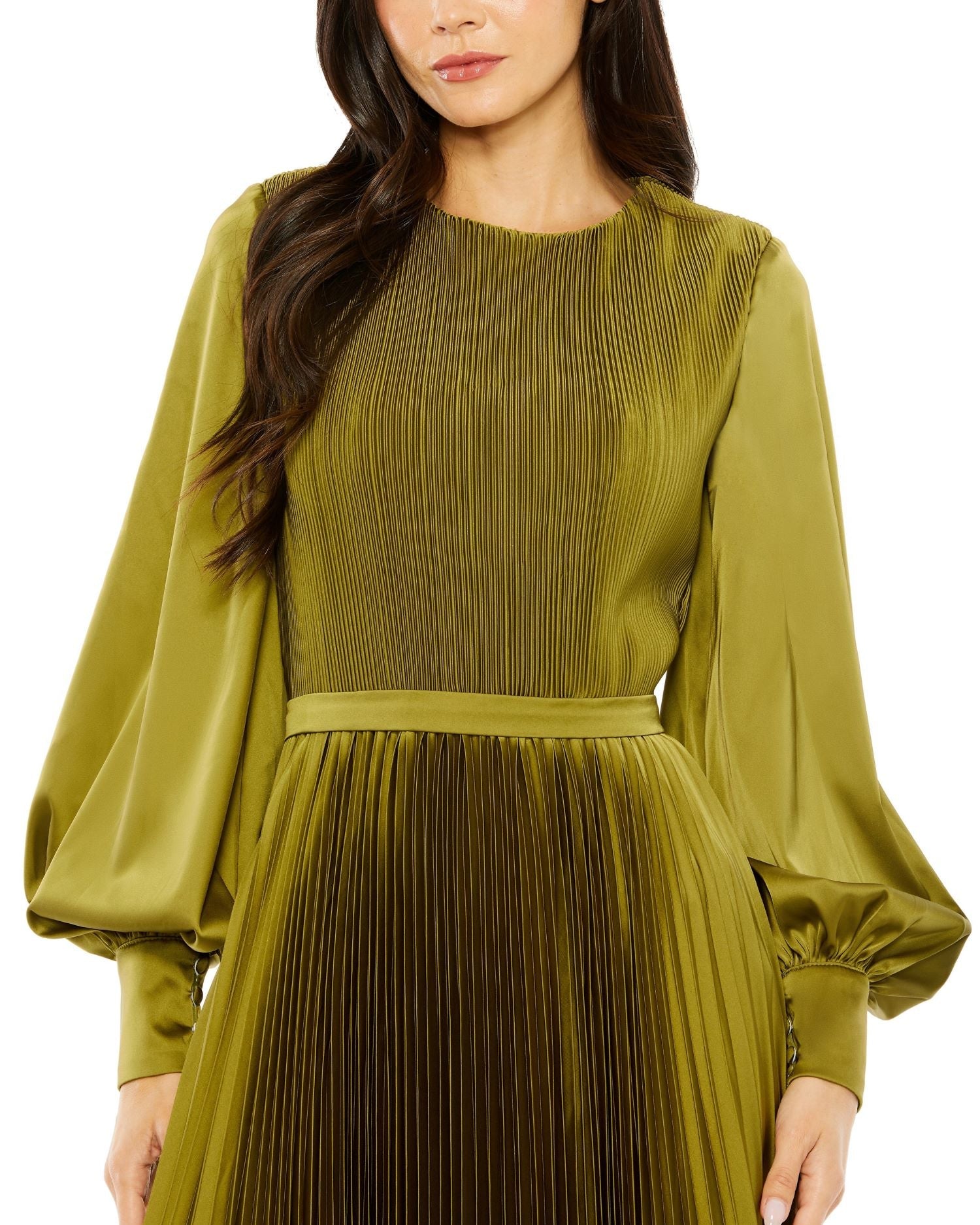 Mac Duggal 49718 Long Sleeve Mother of the Bride Pleated Dress