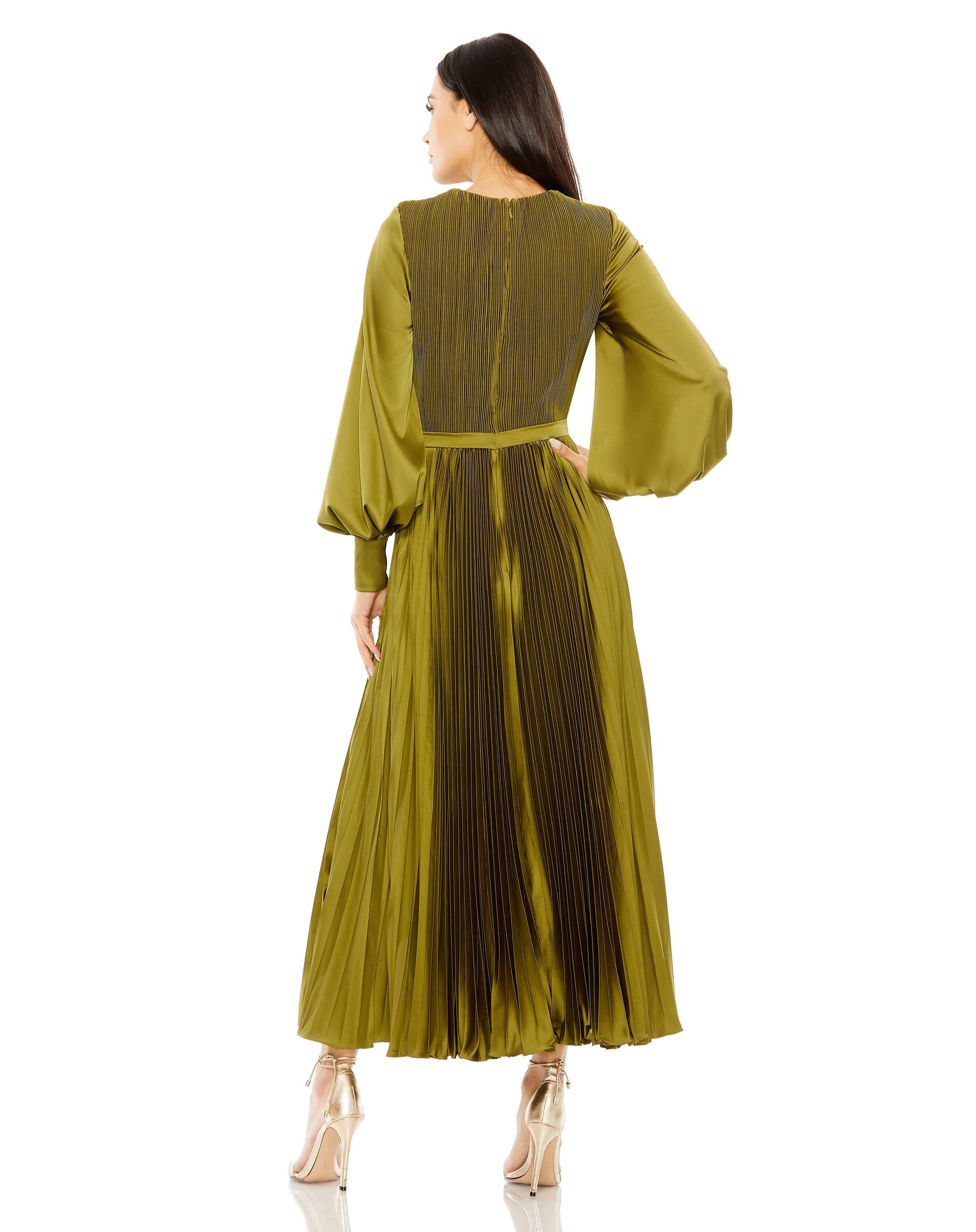 Mac Duggal 49718 Long Sleeve Mother of the Bride Pleated Dress