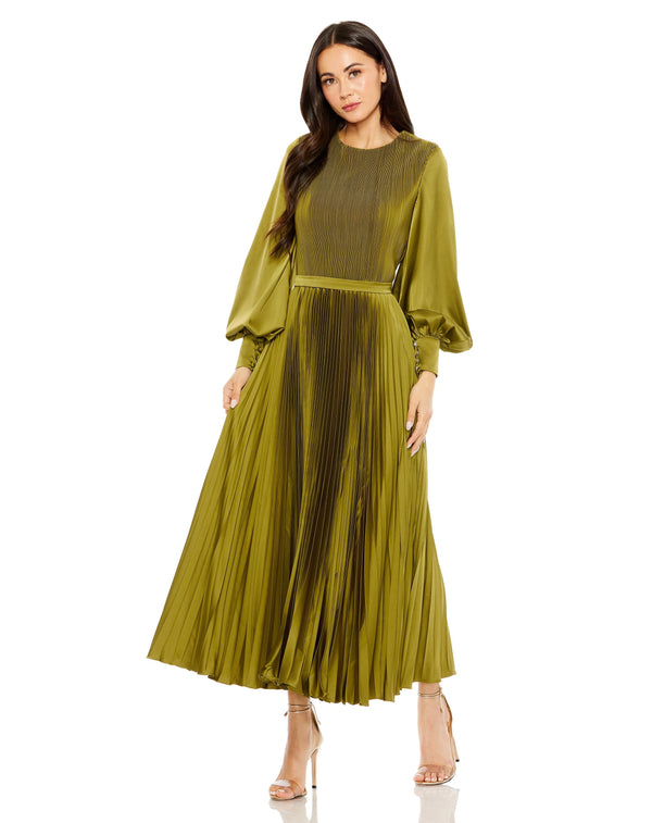 Long Sleeve Mother of the Bride Pleated Dress Pleated Long Sleeve Mother of the Bride Mac Duggal 49718