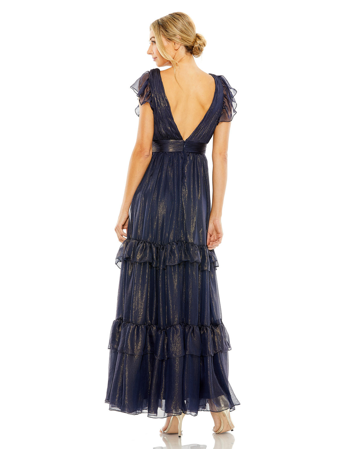 Mac Duggal 49742 Long Formal Metallic Evening Prom Dress