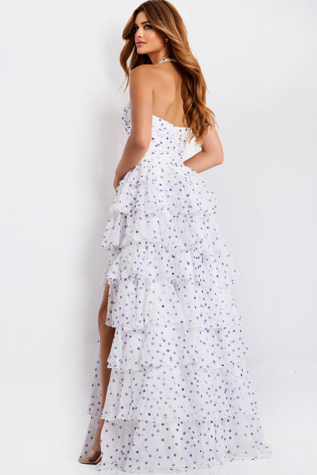 Prom Dresses Ruffle A Line Long Formal Fitted Evening Prom Dress Off White/Purple